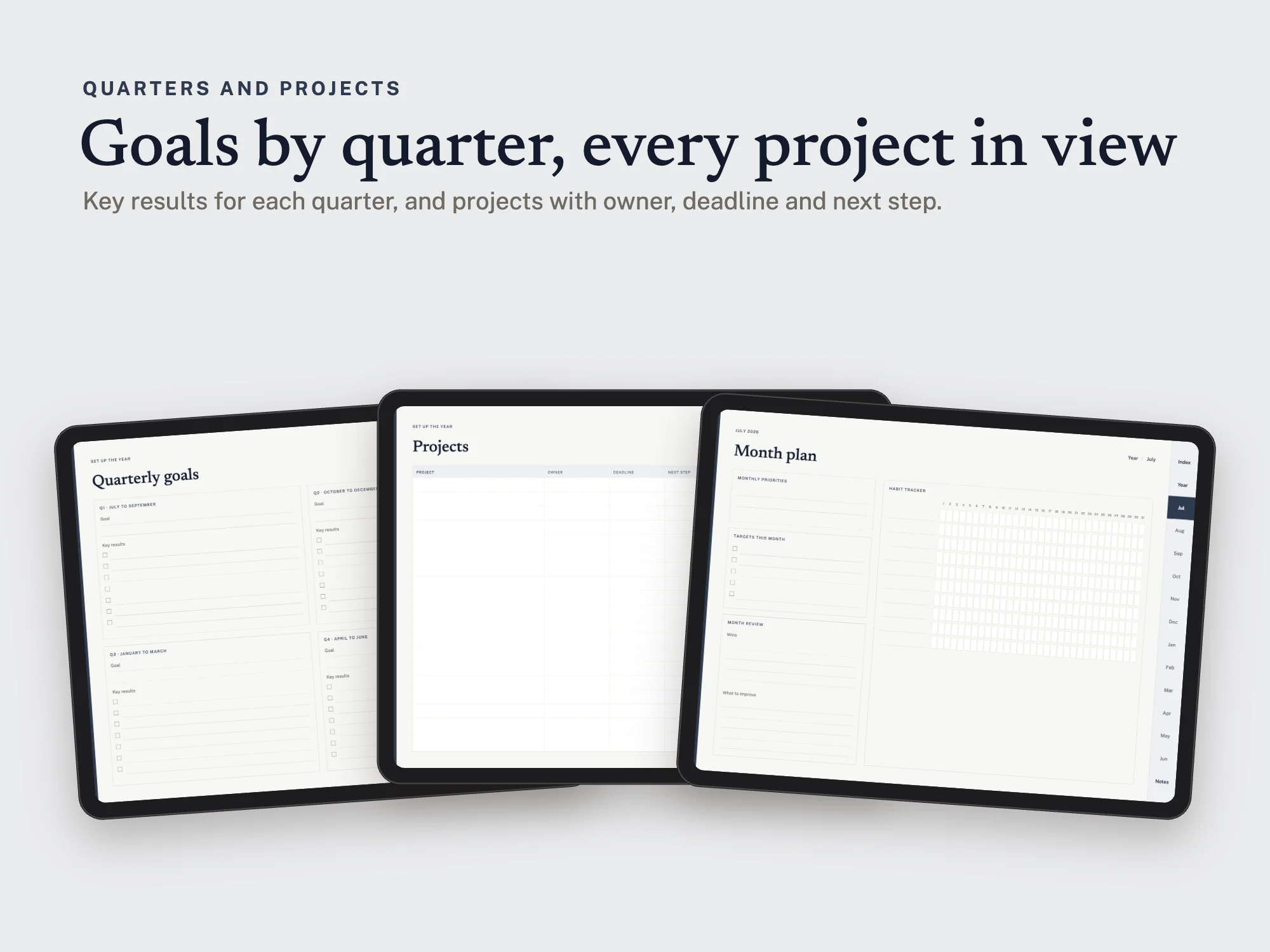 Free 2026 to 2027 Executive Business Digital Planner: Quarters and projects