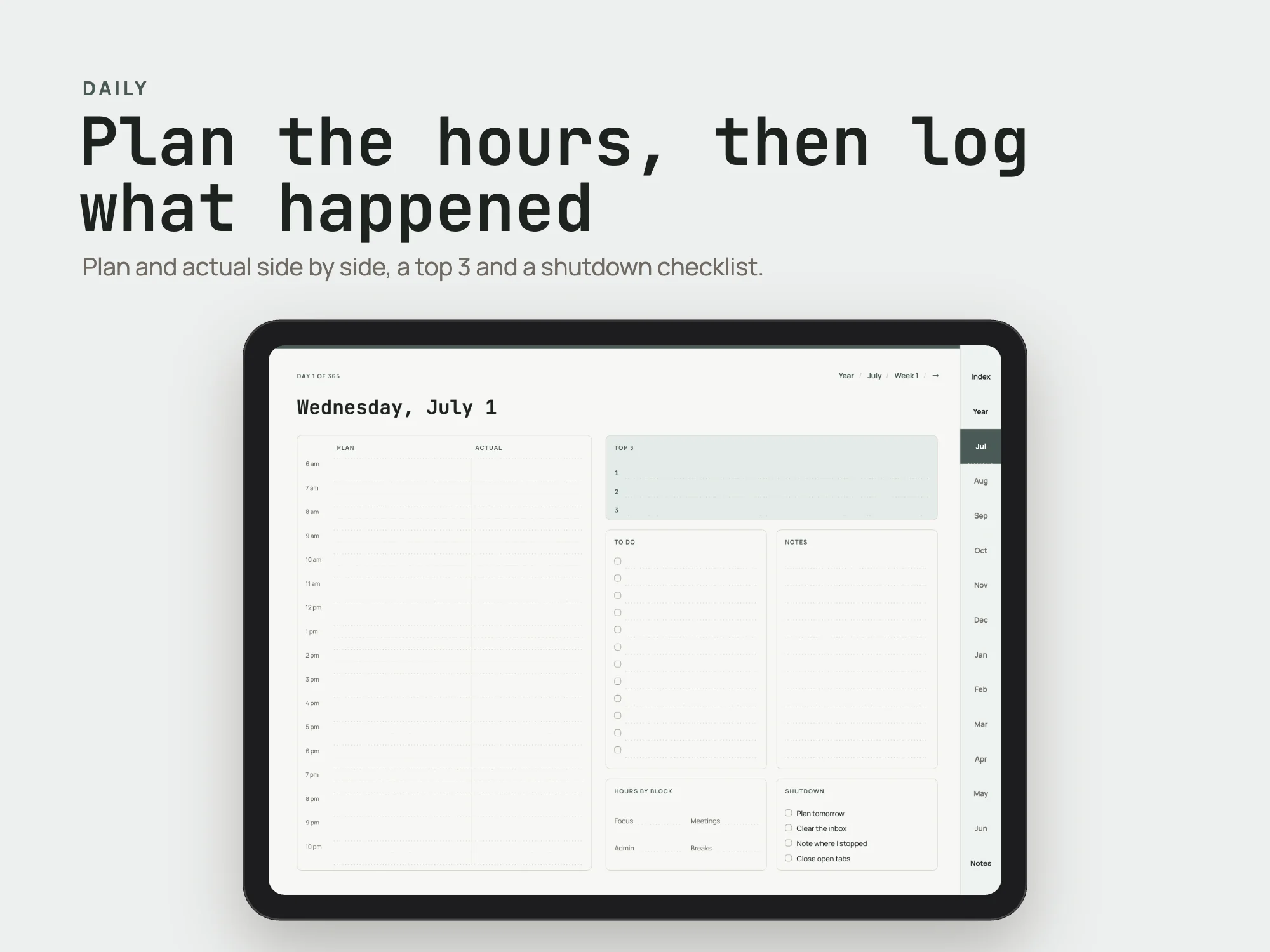 Free 2026 to 2027 Midyear Time Blocking Digital Planner: Daily