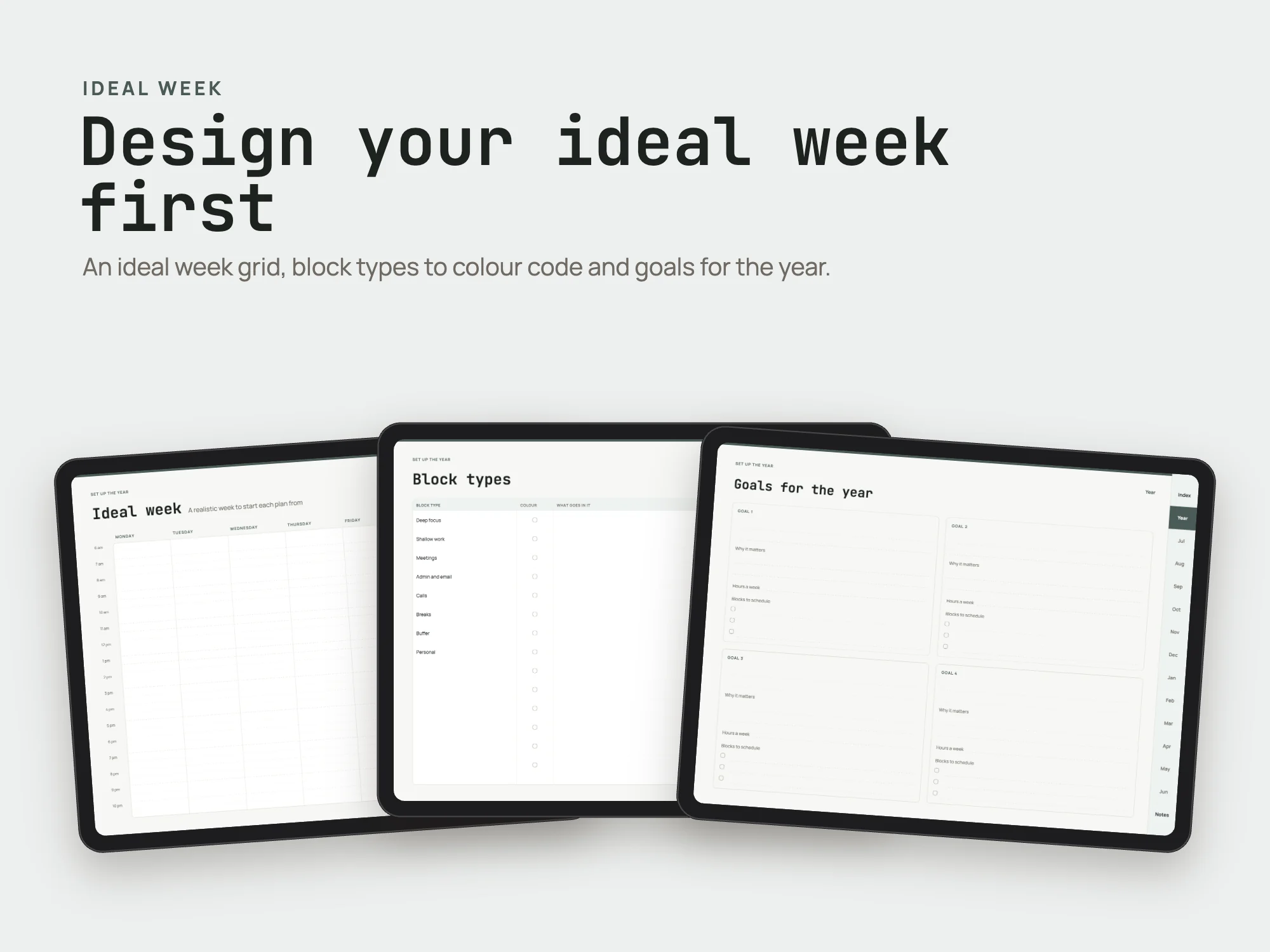 Free 2026 to 2027 Midyear Time Blocking Digital Planner: Ideal week