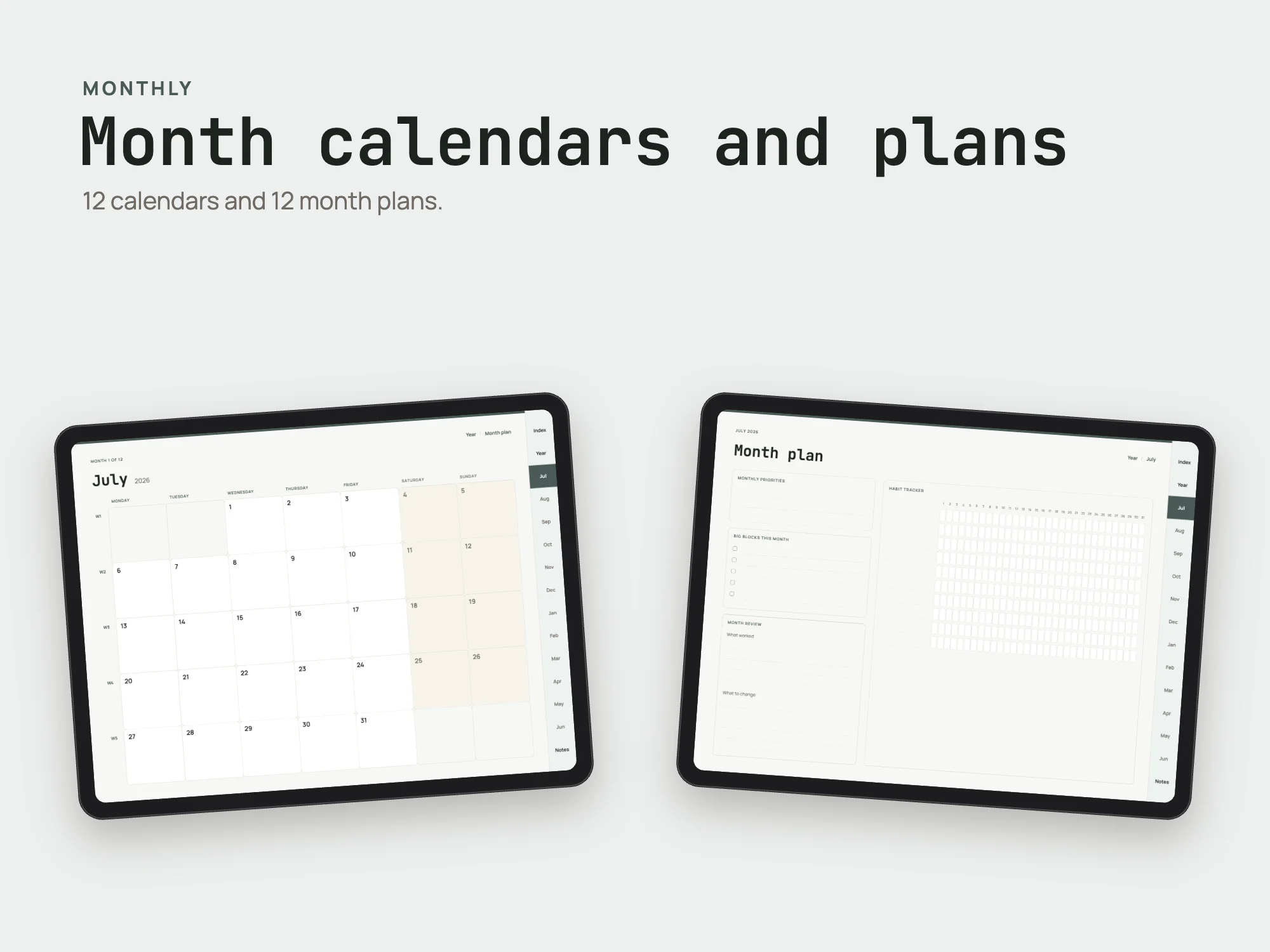 Free 2026 to 2027 Midyear Time Blocking Digital Planner: Monthly
