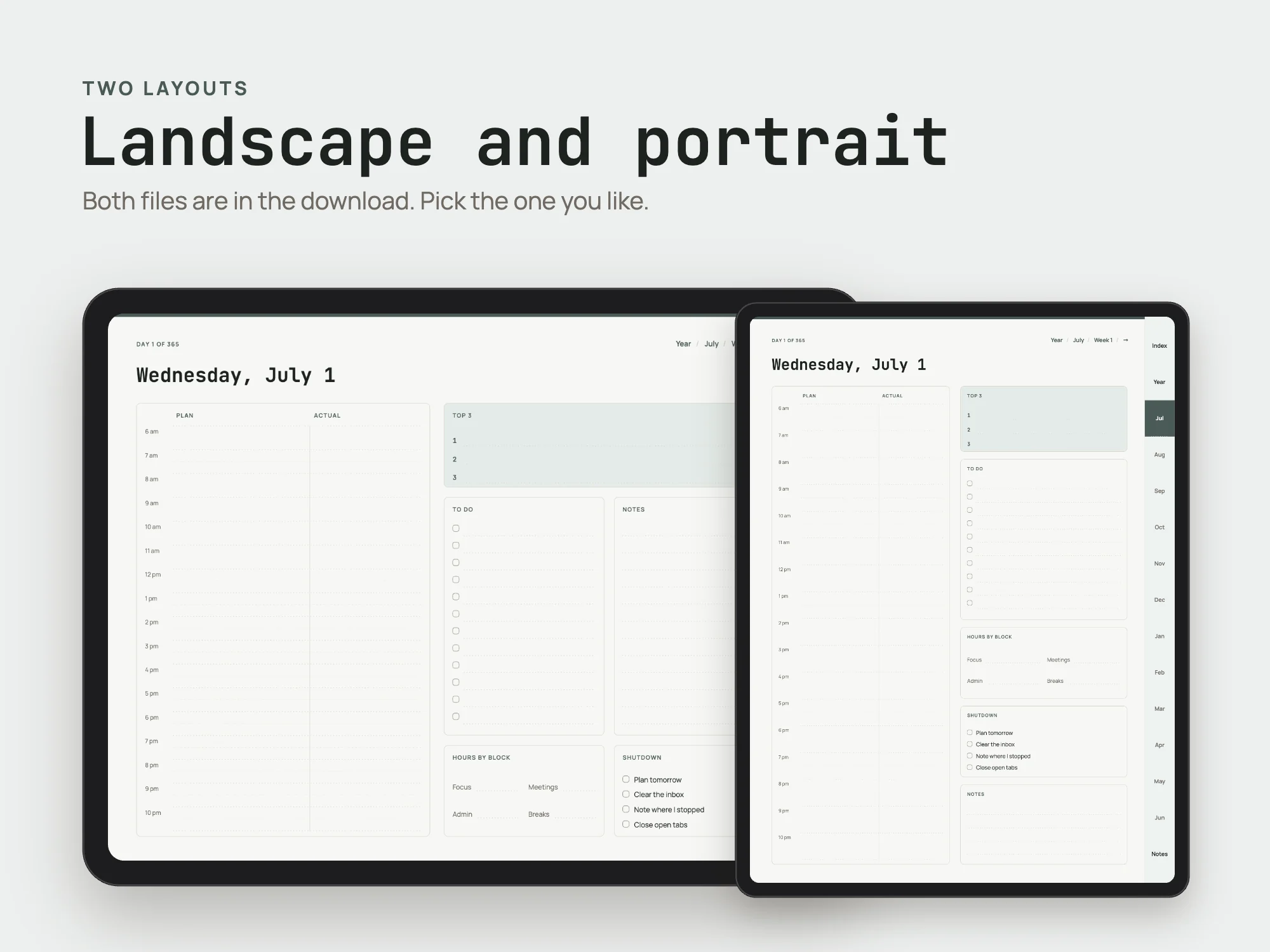 Free 2026 to 2027 Midyear Time Blocking Digital Planner: Two layouts