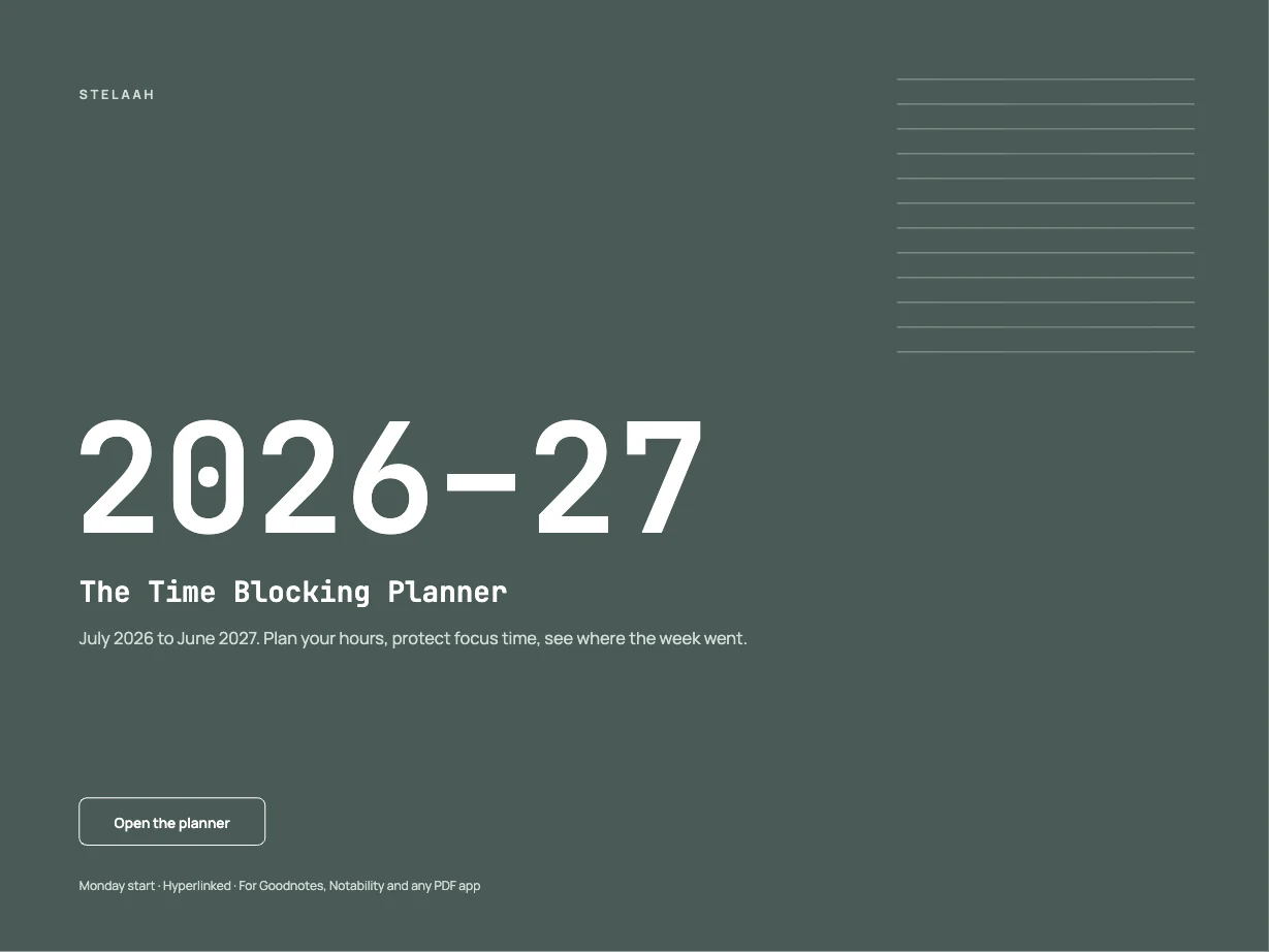 Cover of the Free 2026 to 2027 Midyear Time Blocking Digital Planner