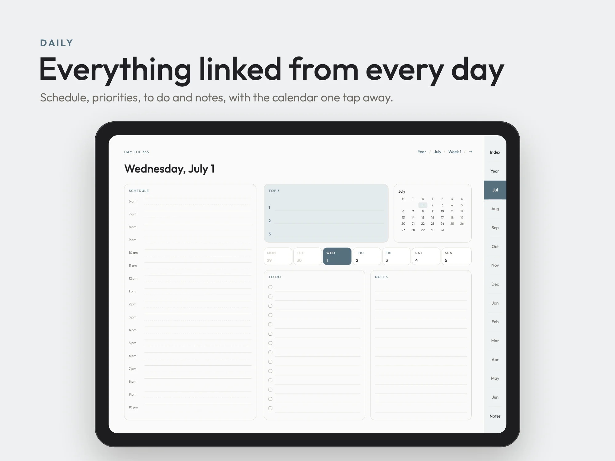 Free 2026 to 2027 Midyear Hyperlinked Digital Planner: Daily