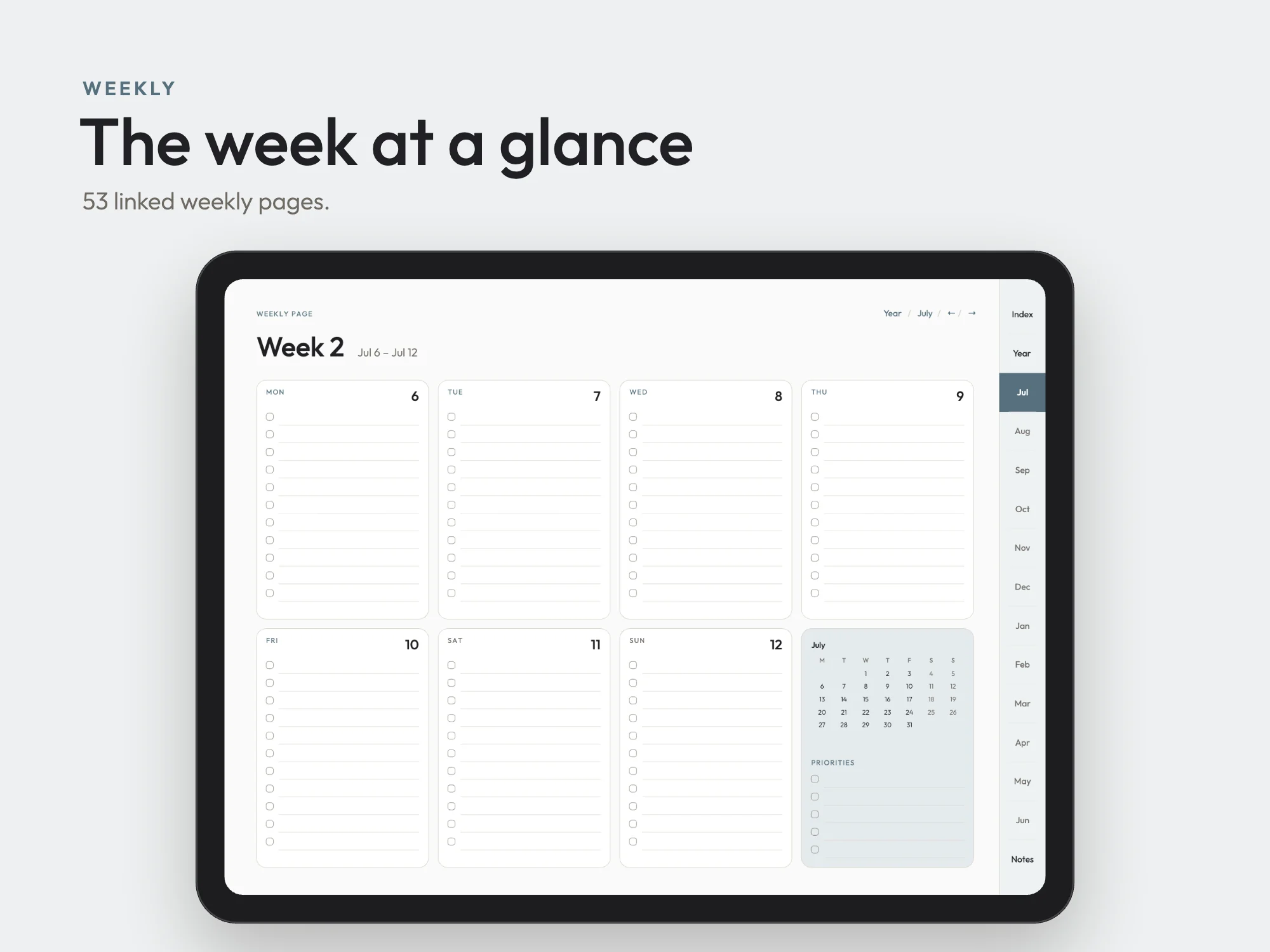 Free 2026 to 2027 Midyear Hyperlinked Digital Planner: Weekly
