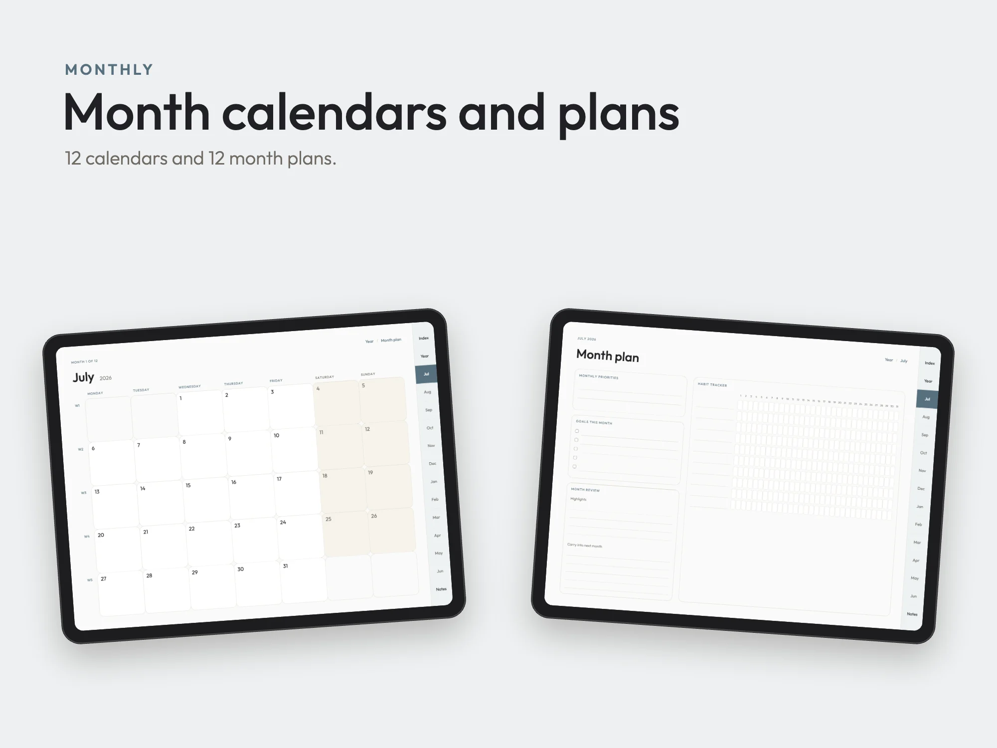 Free 2026 to 2027 Midyear Hyperlinked Digital Planner: Monthly