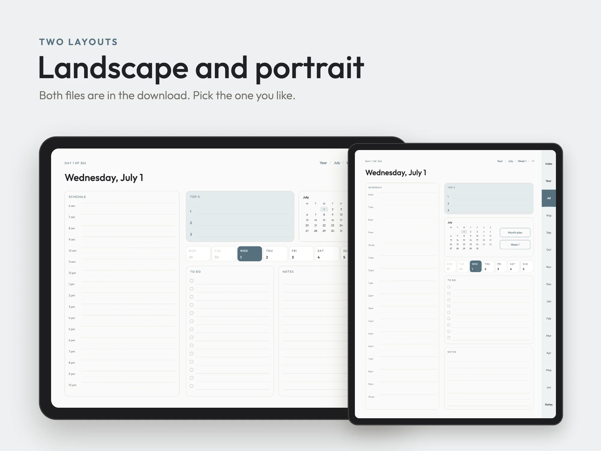 Free 2026 to 2027 Midyear Hyperlinked Digital Planner: Two layouts