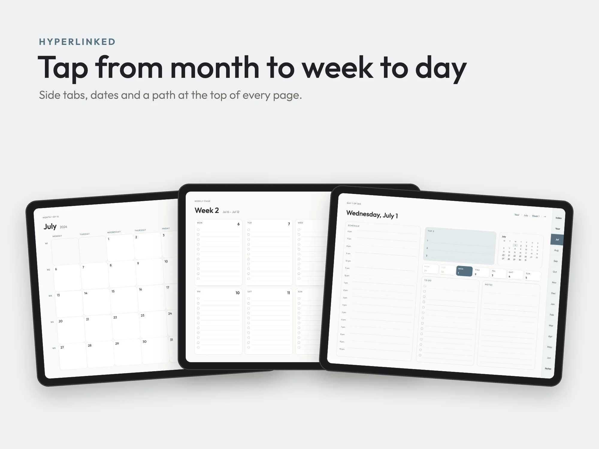Free 2026 to 2027 Midyear Hyperlinked Digital Planner: Linked