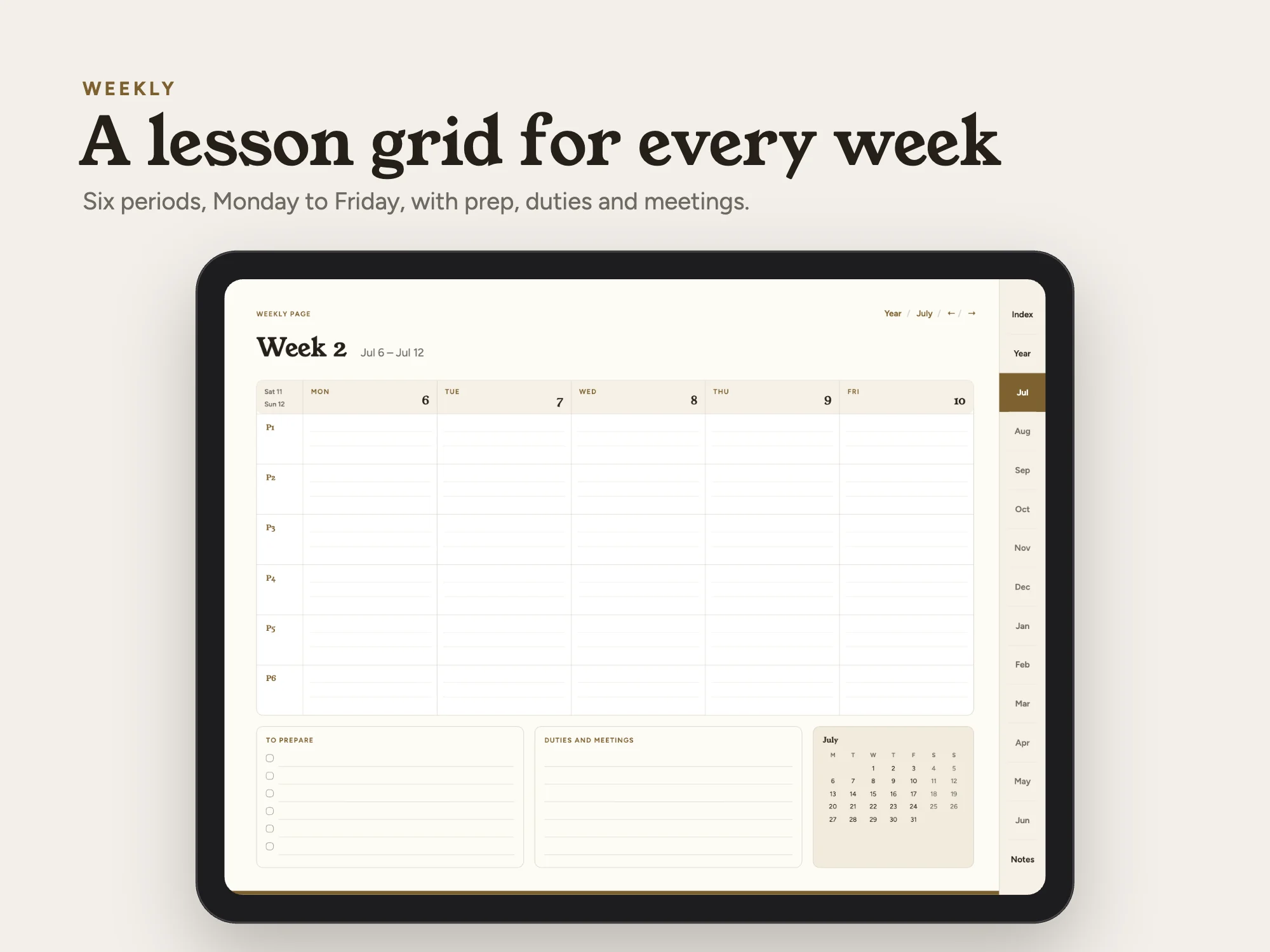 Free 2026 to 2027 Midyear Teacher Digital Planner: Weekly