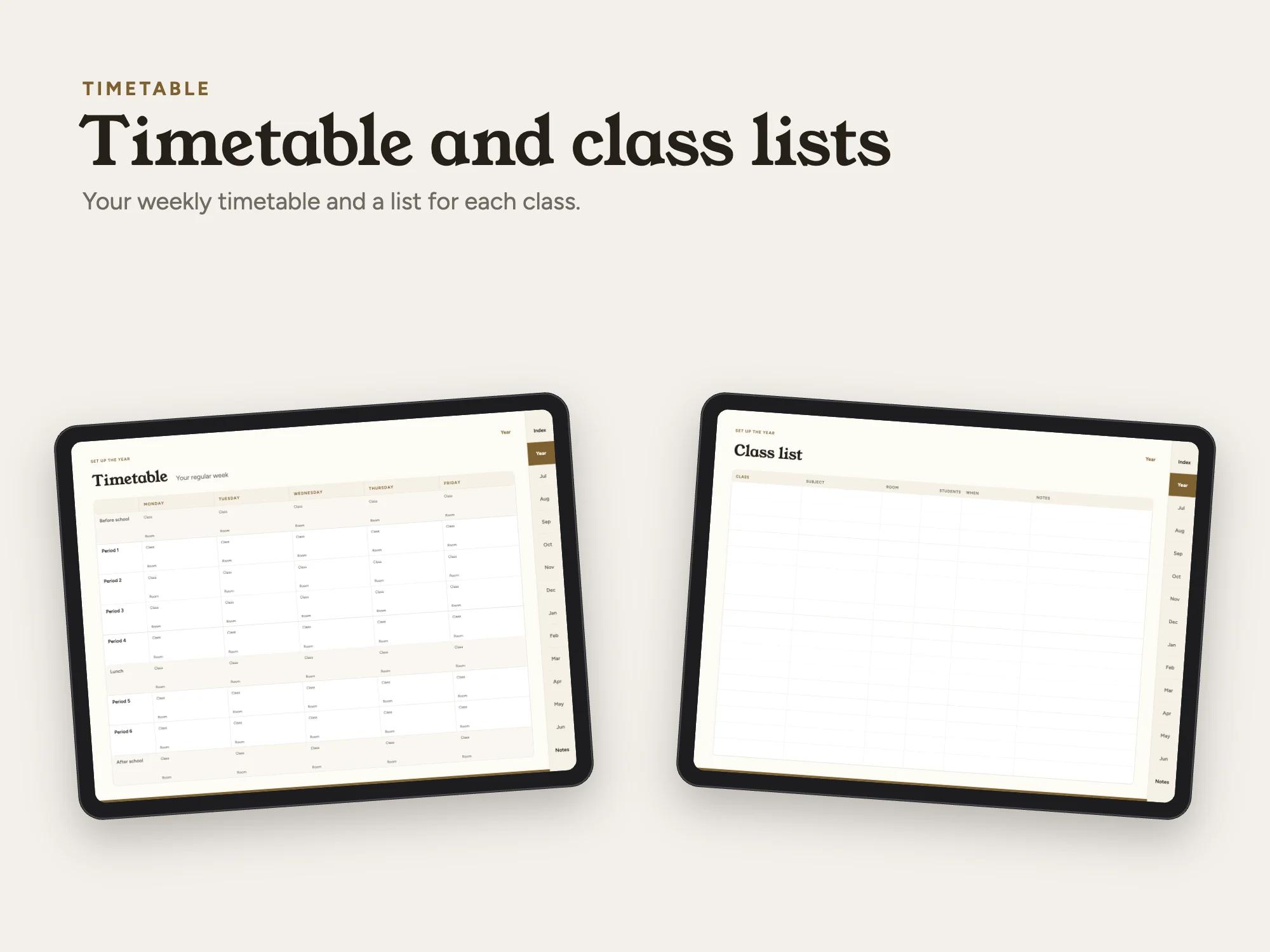 Free 2026 to 2027 Midyear Teacher Digital Planner: Timetable