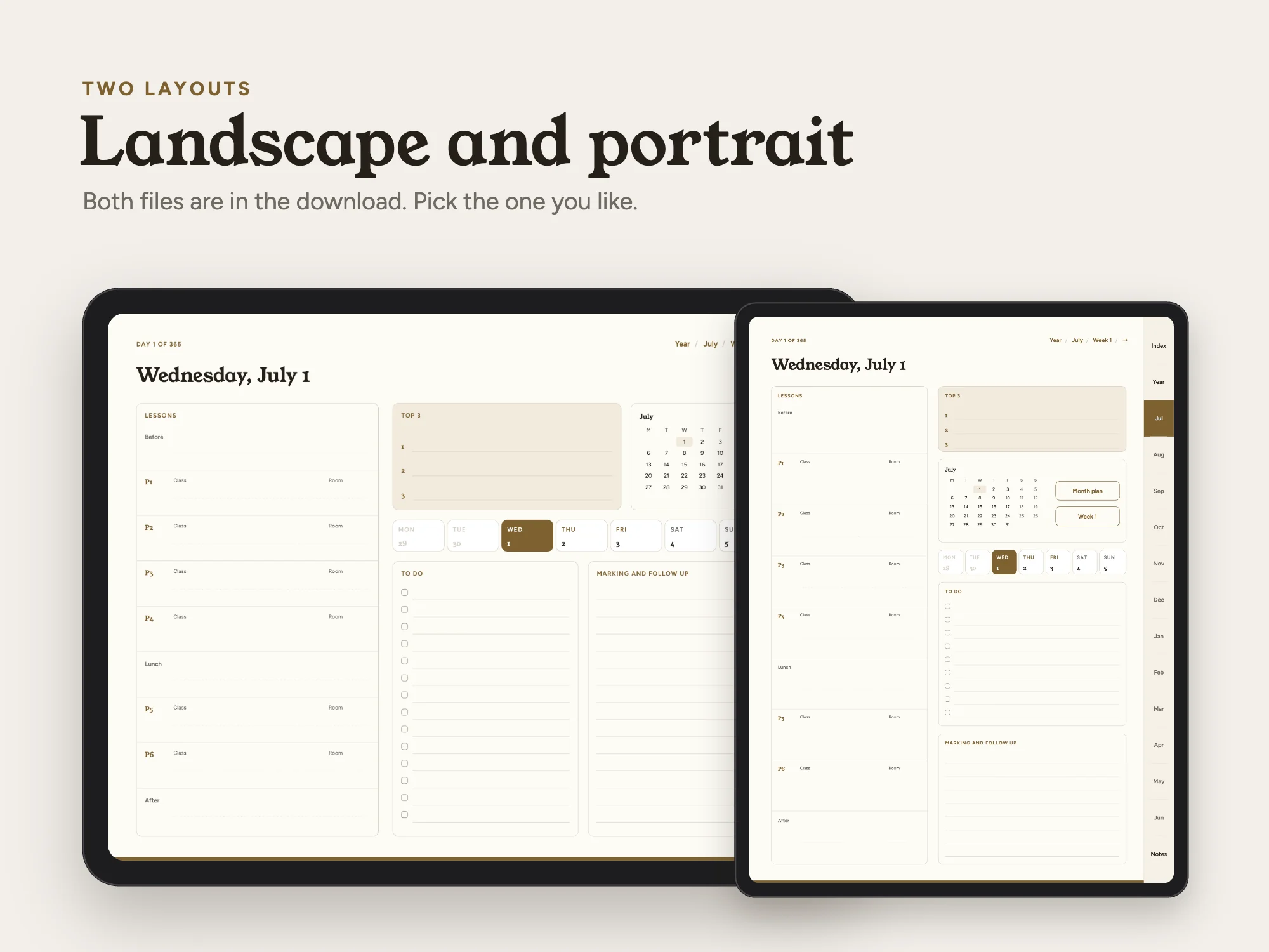 Free 2026 to 2027 Midyear Teacher Digital Planner: Two layouts