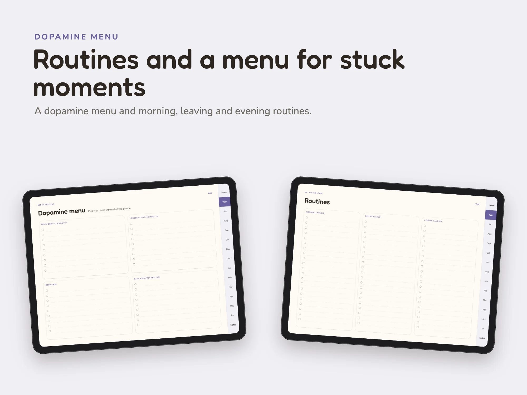 Free 2026 to 2027 Midyear ADHD Digital Planner: Dopamine menu
