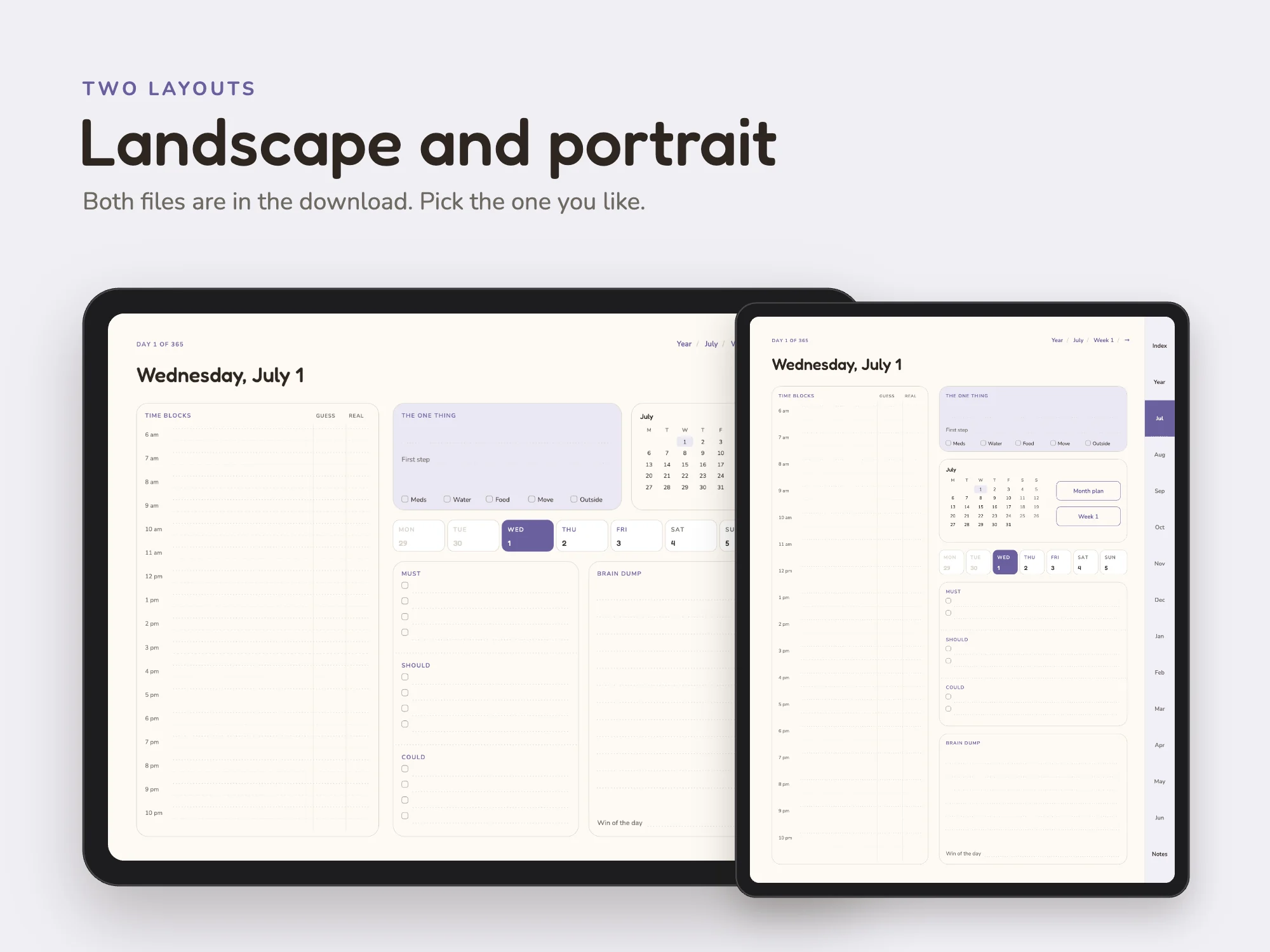 Free 2026 to 2027 Midyear ADHD Digital Planner: Two layouts