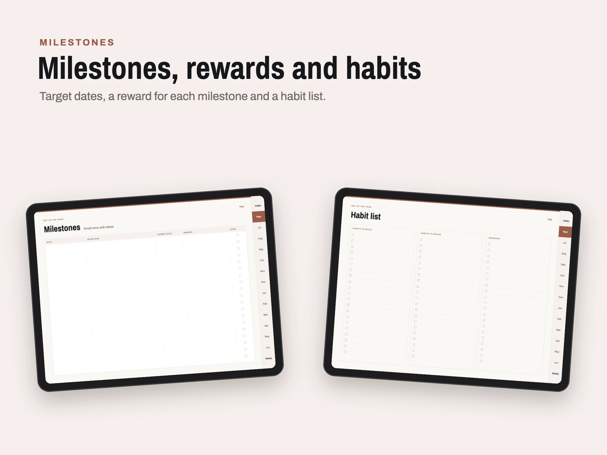 Free 2026 to 2027 Midyear Goal and Habit Digital Planner: Milestones