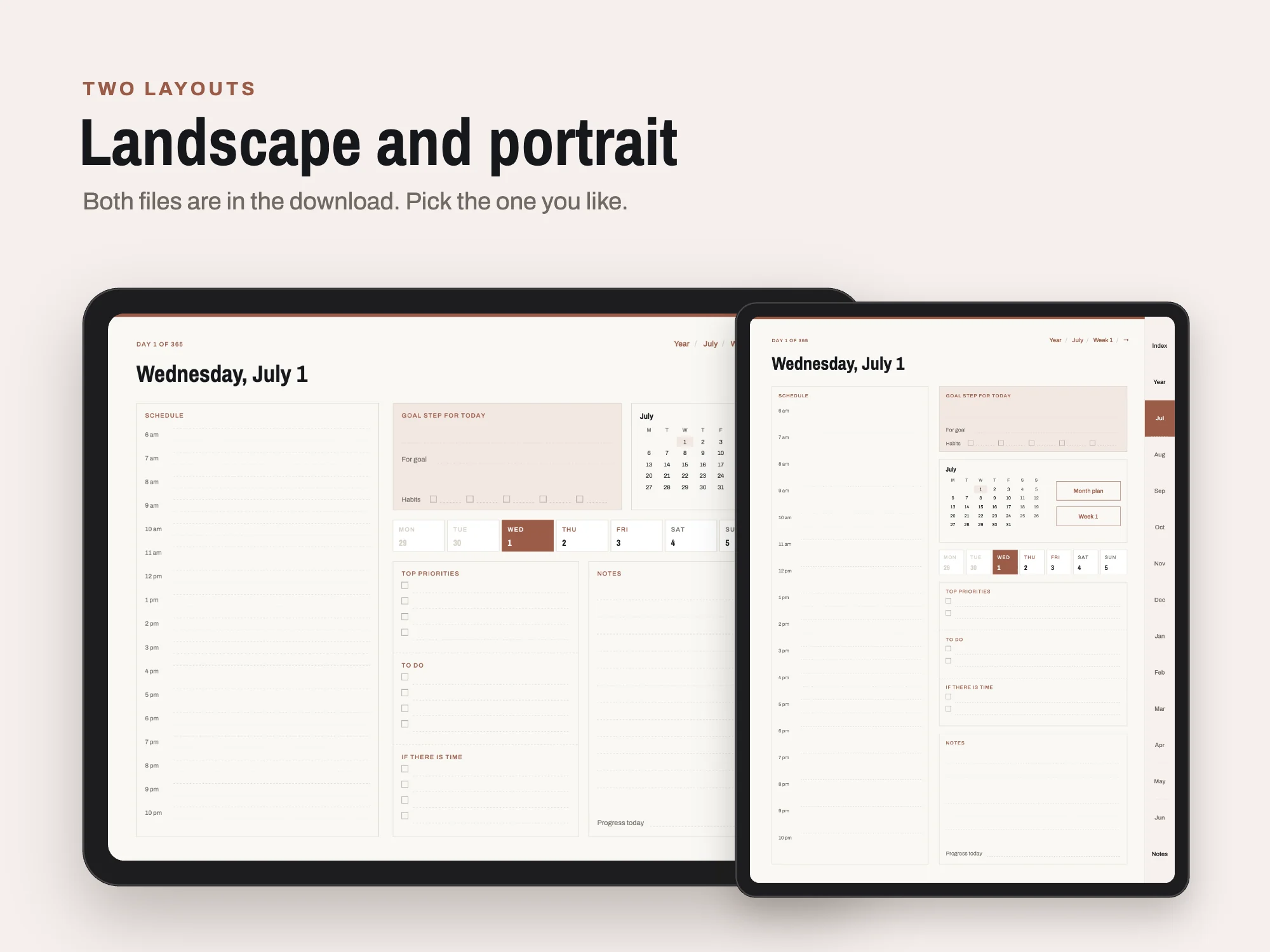 Free 2026 to 2027 Midyear Goal and Habit Digital Planner: Two layouts