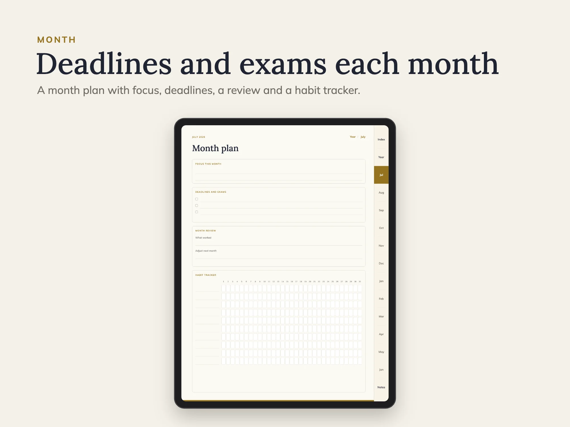 Free 2026 to 2027 Midyear Student Digital Planner: Month