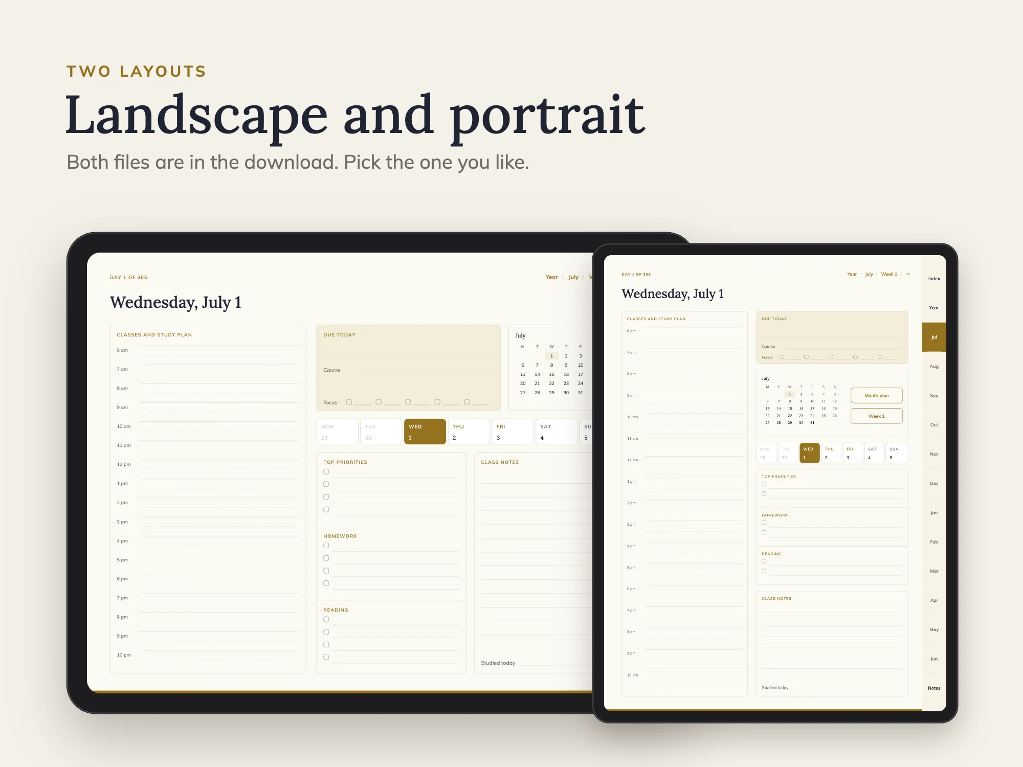 Free 2026 to 2027 Midyear Student Digital Planner: Two layouts