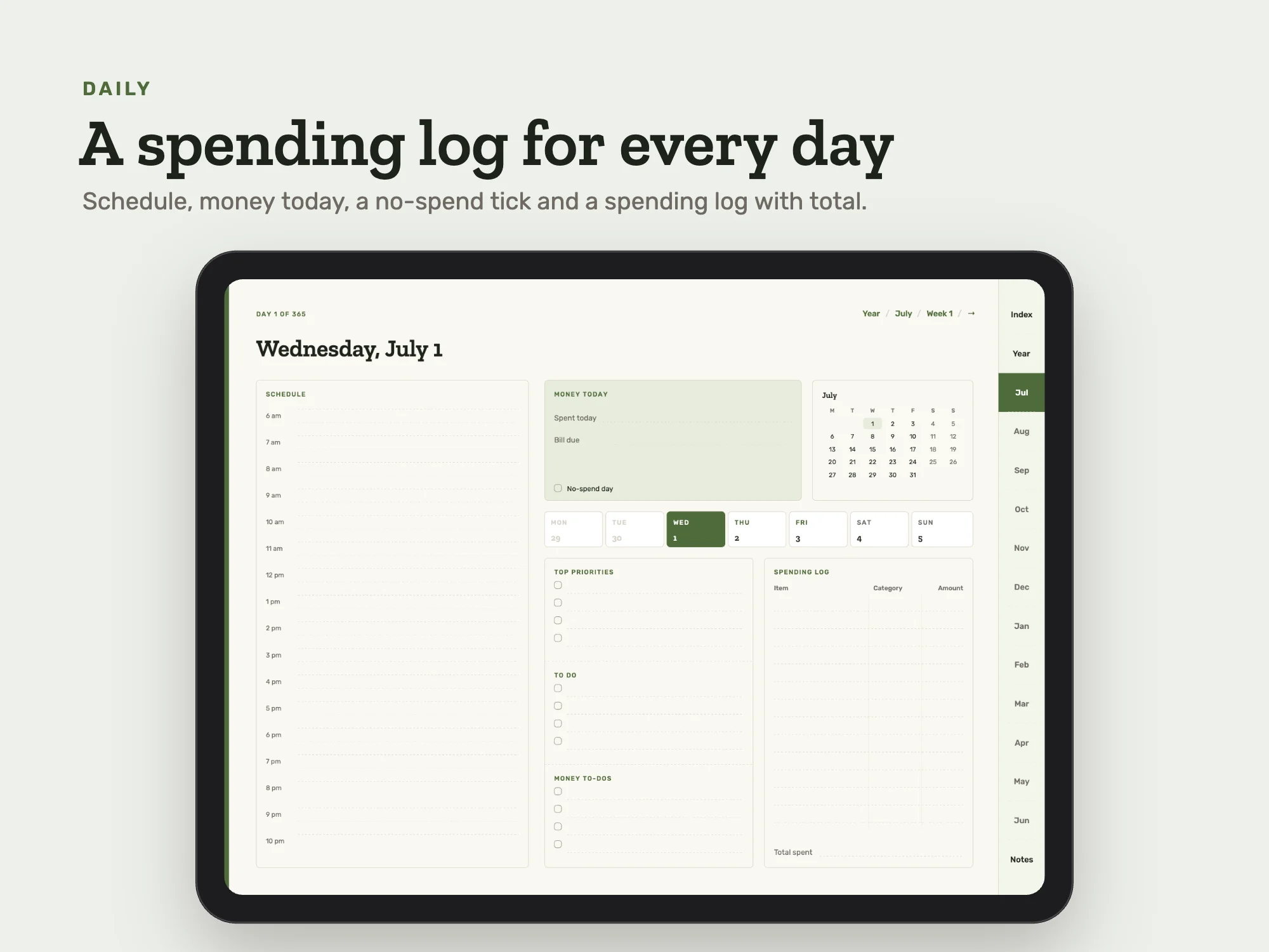 Free 2026 to 2027 Midyear Budget Digital Planner: Daily