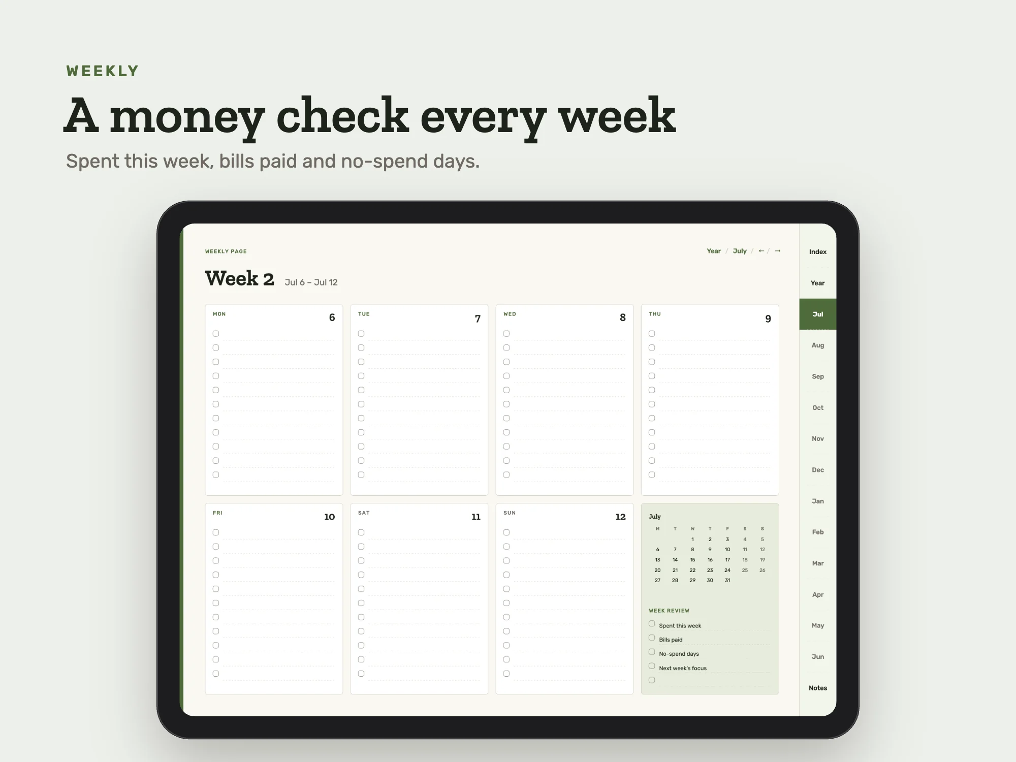 Free 2026 to 2027 Midyear Budget Digital Planner: Weekly