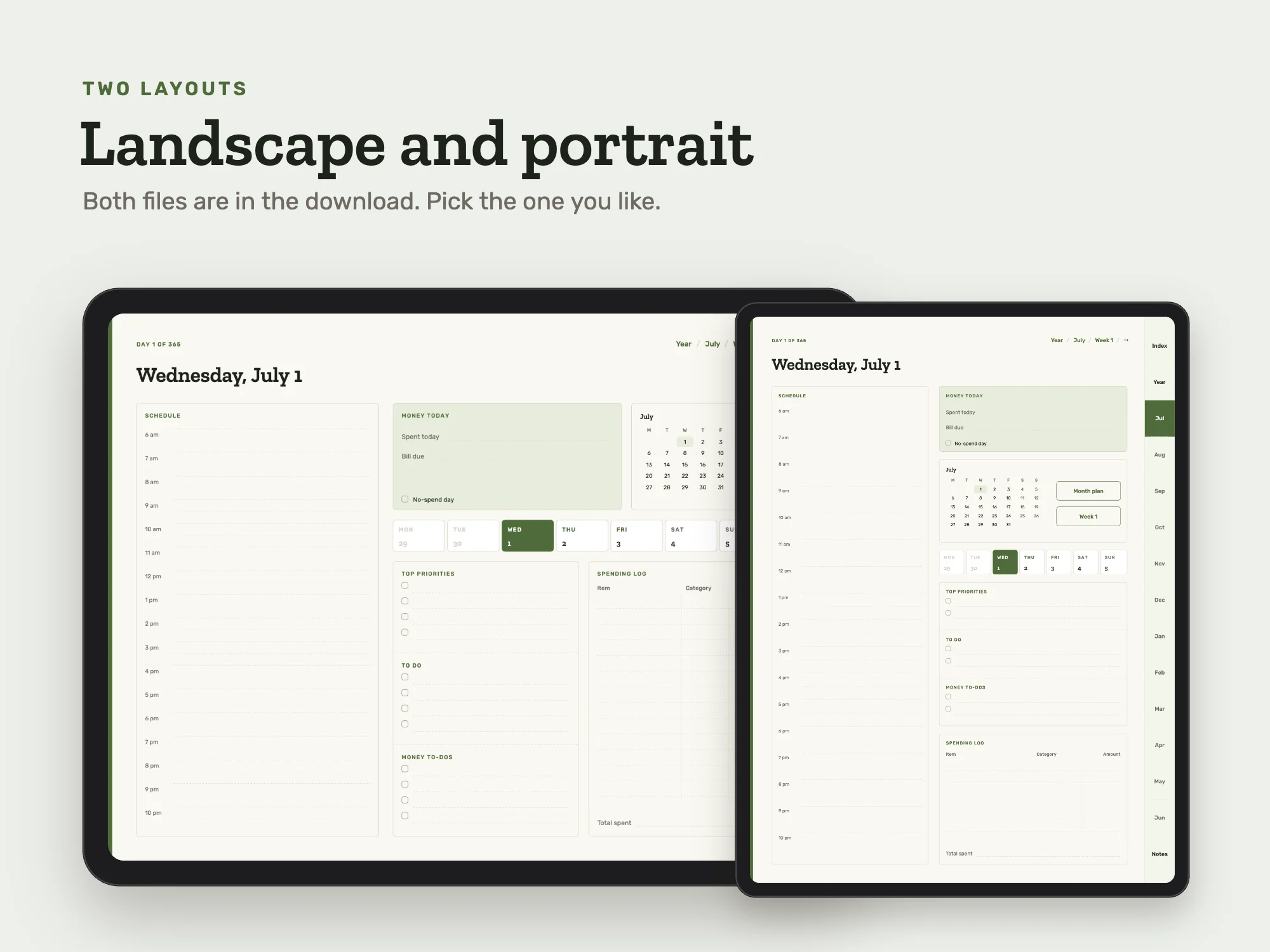 Free 2026 to 2027 Midyear Budget Digital Planner: Two layouts