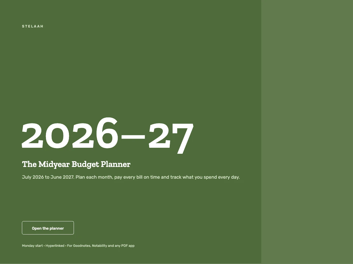 Cover of the Free 2026 to 2027 Midyear Budget Digital Planner