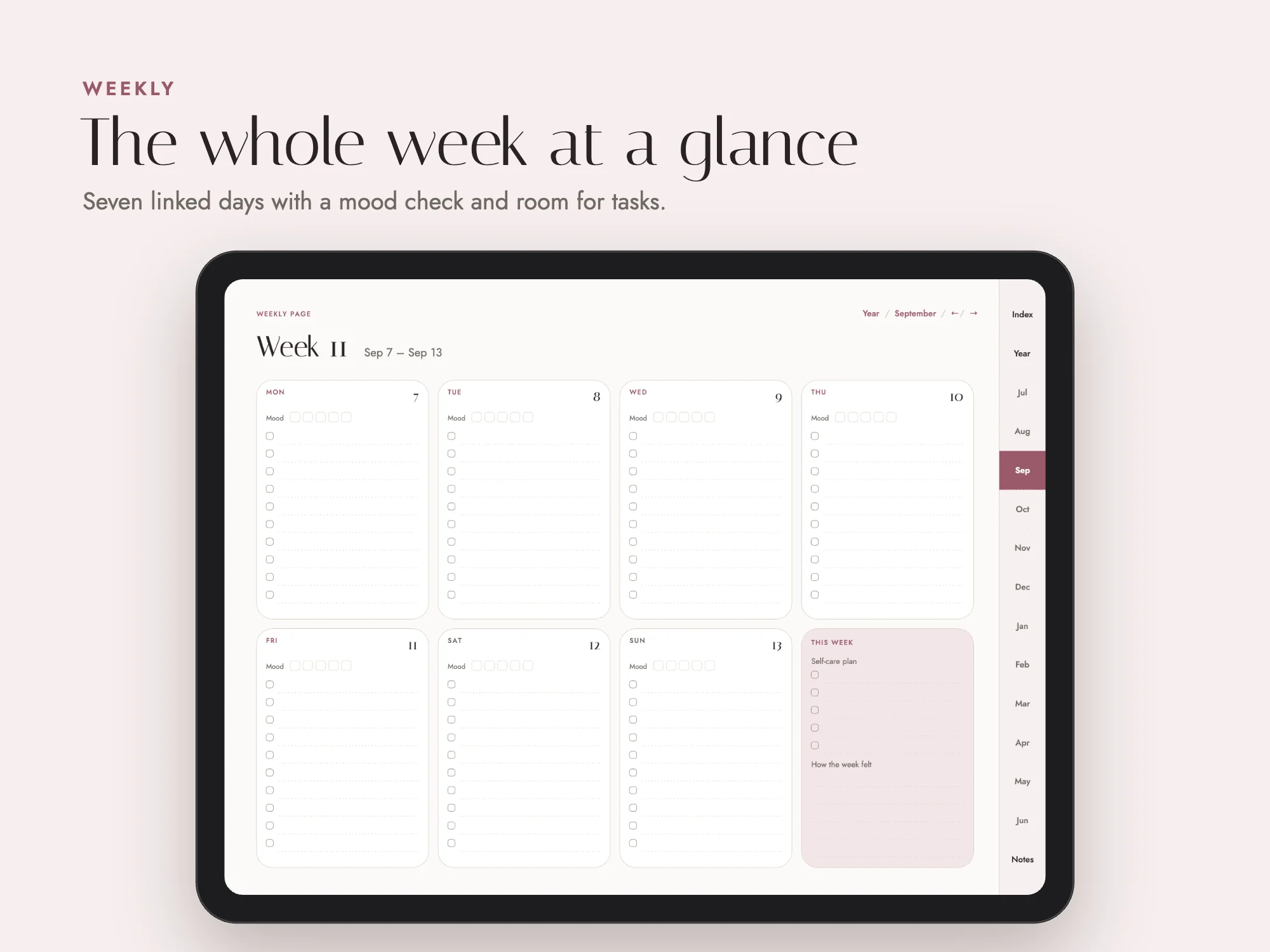 Free 2026 to 2027 Midyear Wellness Digital Planner: Weekly