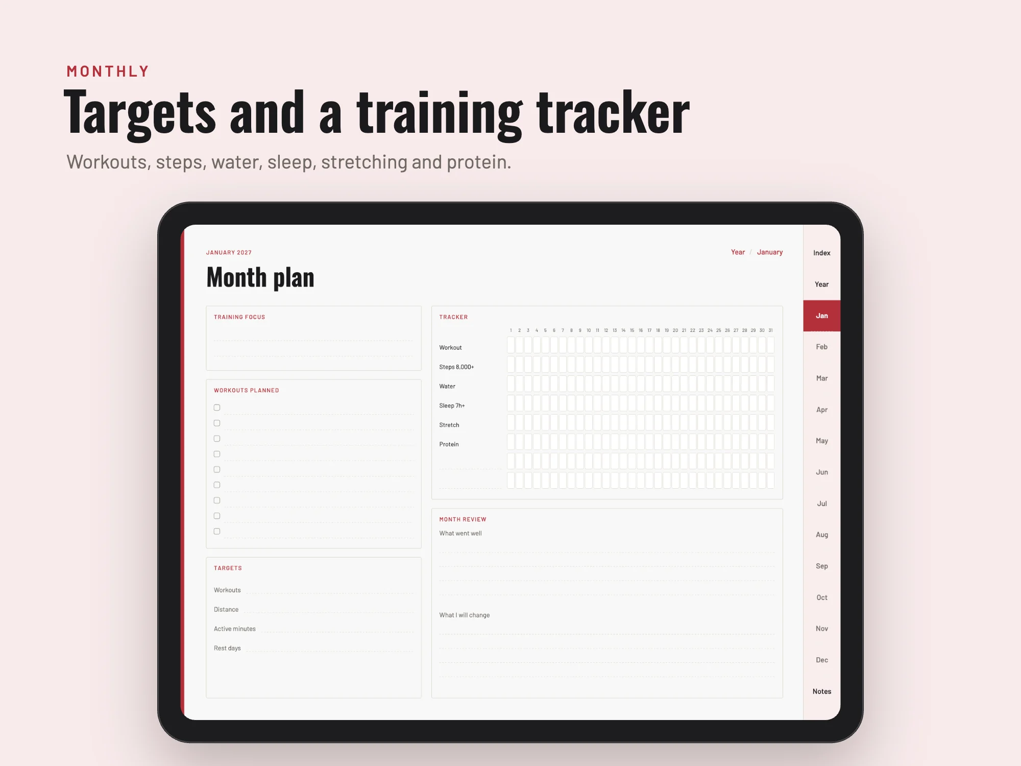 Free 2027 Fitness and Training Planner: Monthly