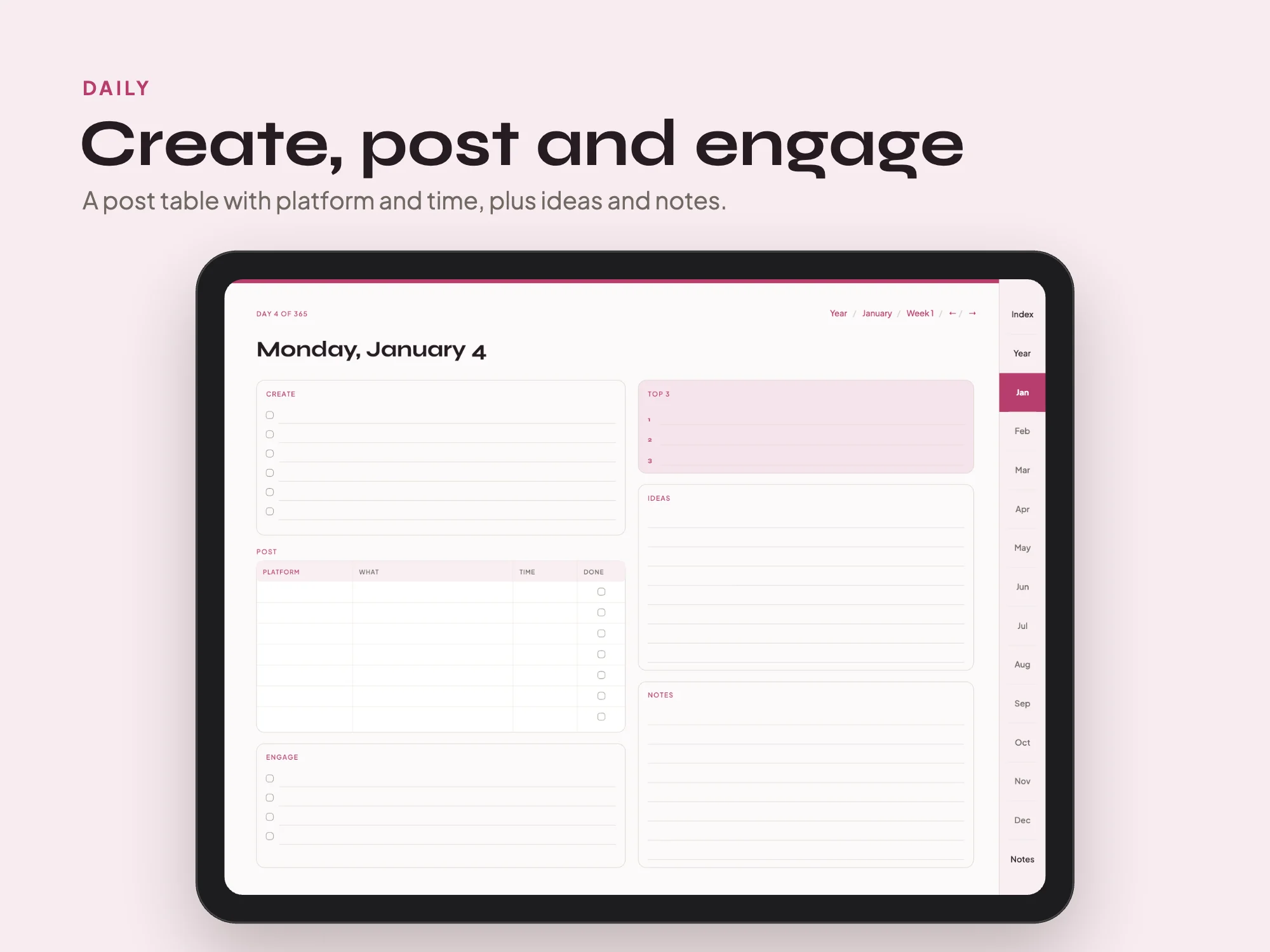 Free 2027 Content Creator Planner: Daily