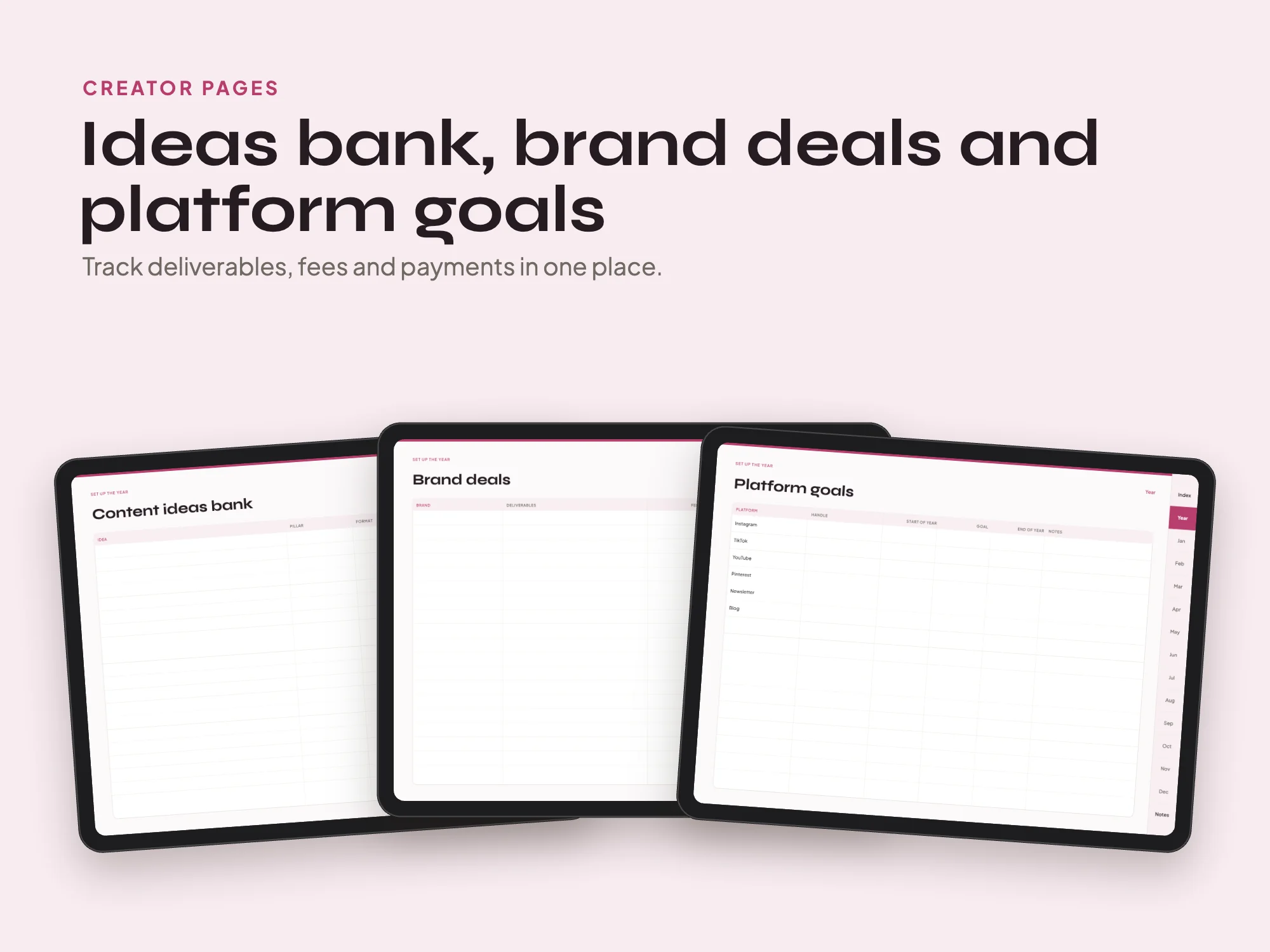 Free 2027 Content Creator Planner: Creator pages