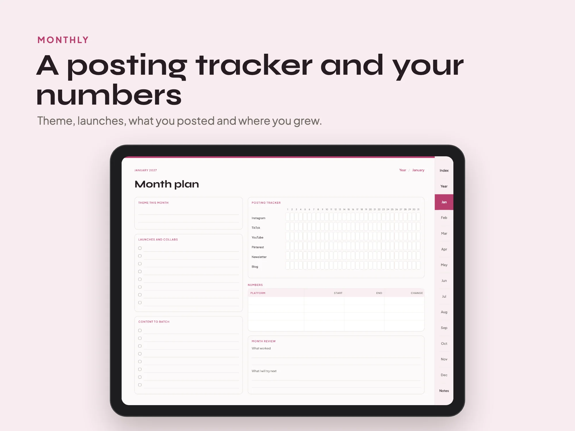 Free 2027 Content Creator Planner: Monthly