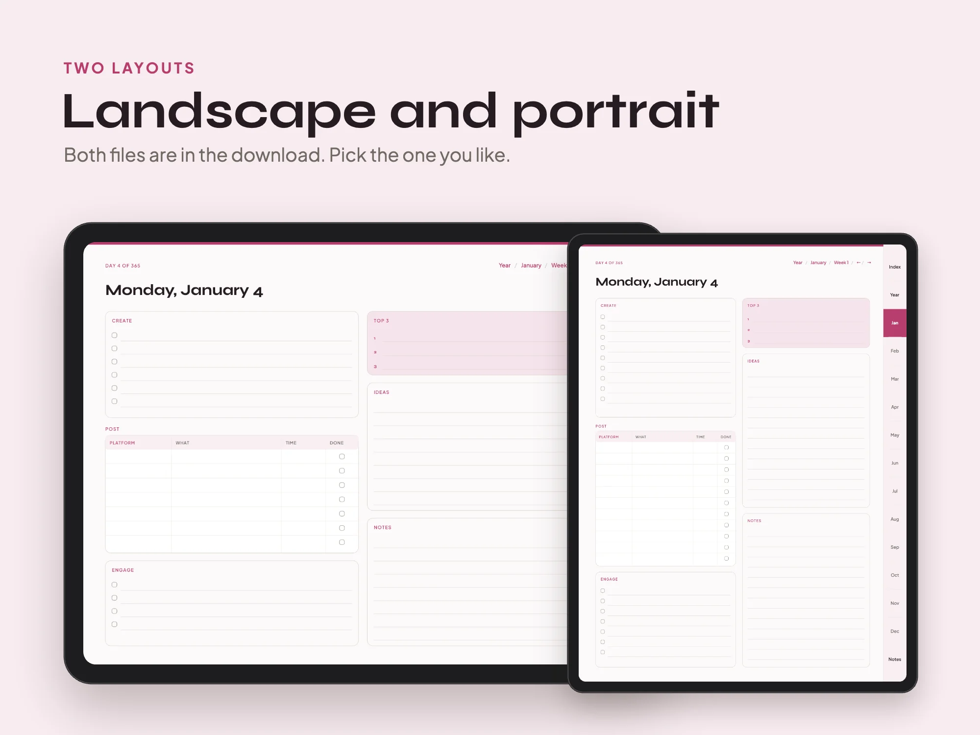 Free 2027 Content Creator Planner: Two layouts