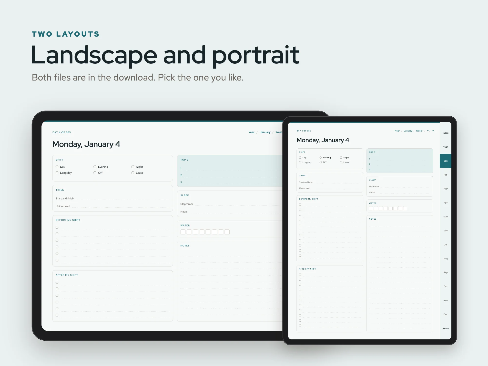 Free 2027 Nurse and Shift Worker Planner: Two layouts