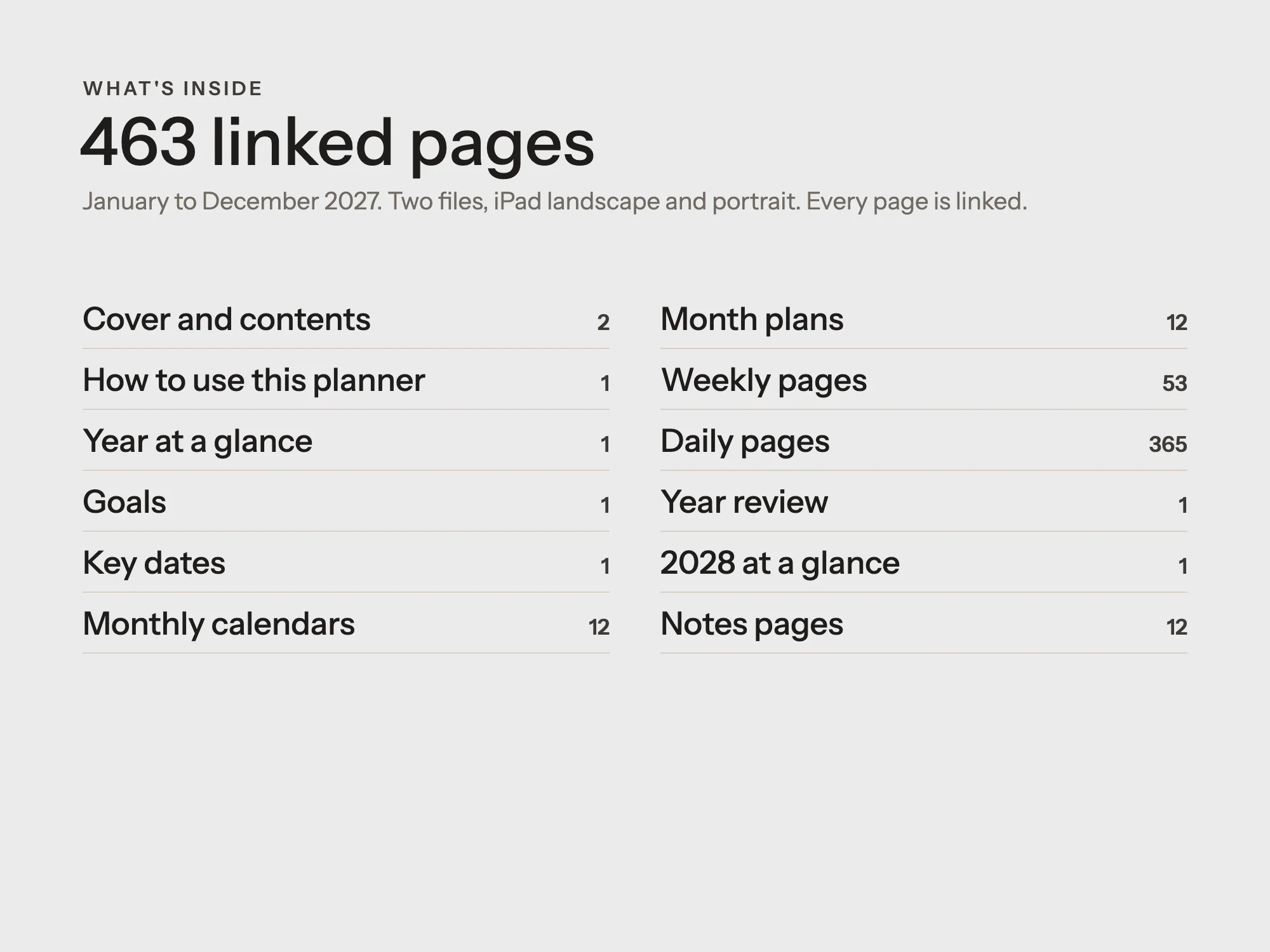 Free 2027 Minimal Digital Planner: What's inside
