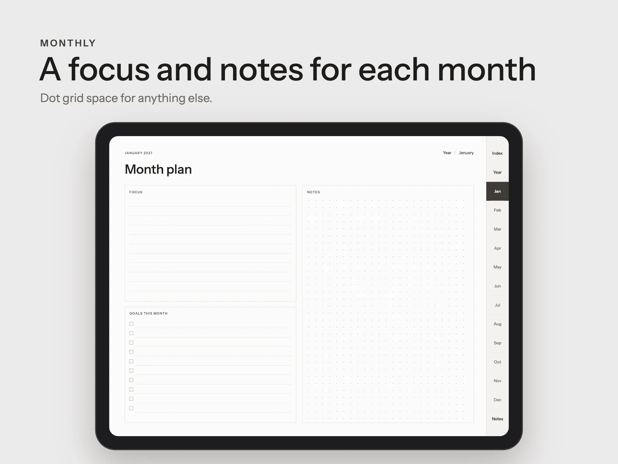 Free 2027 Minimal Digital Planner: Monthly