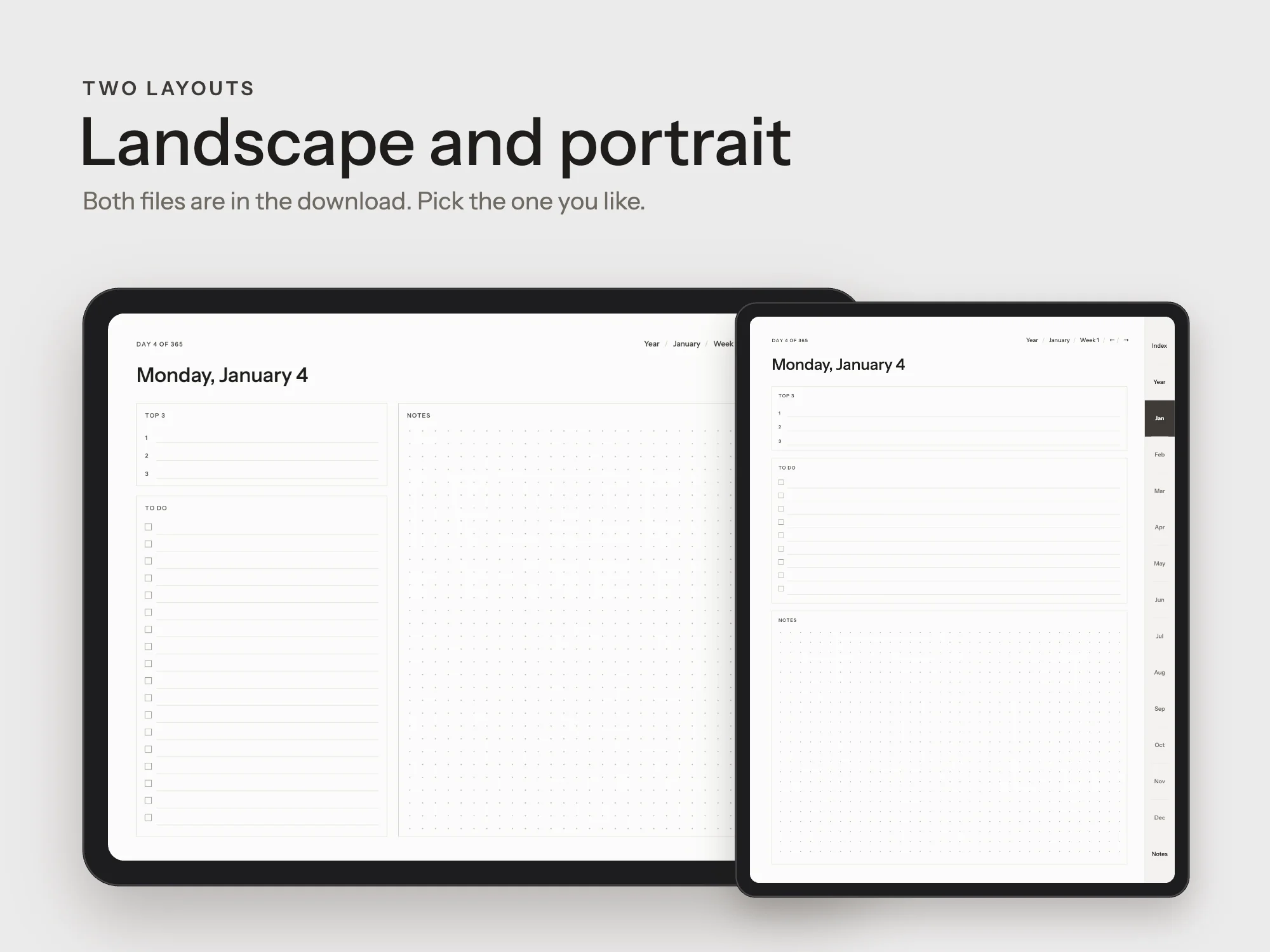 Free 2027 Minimal Digital Planner: Two layouts