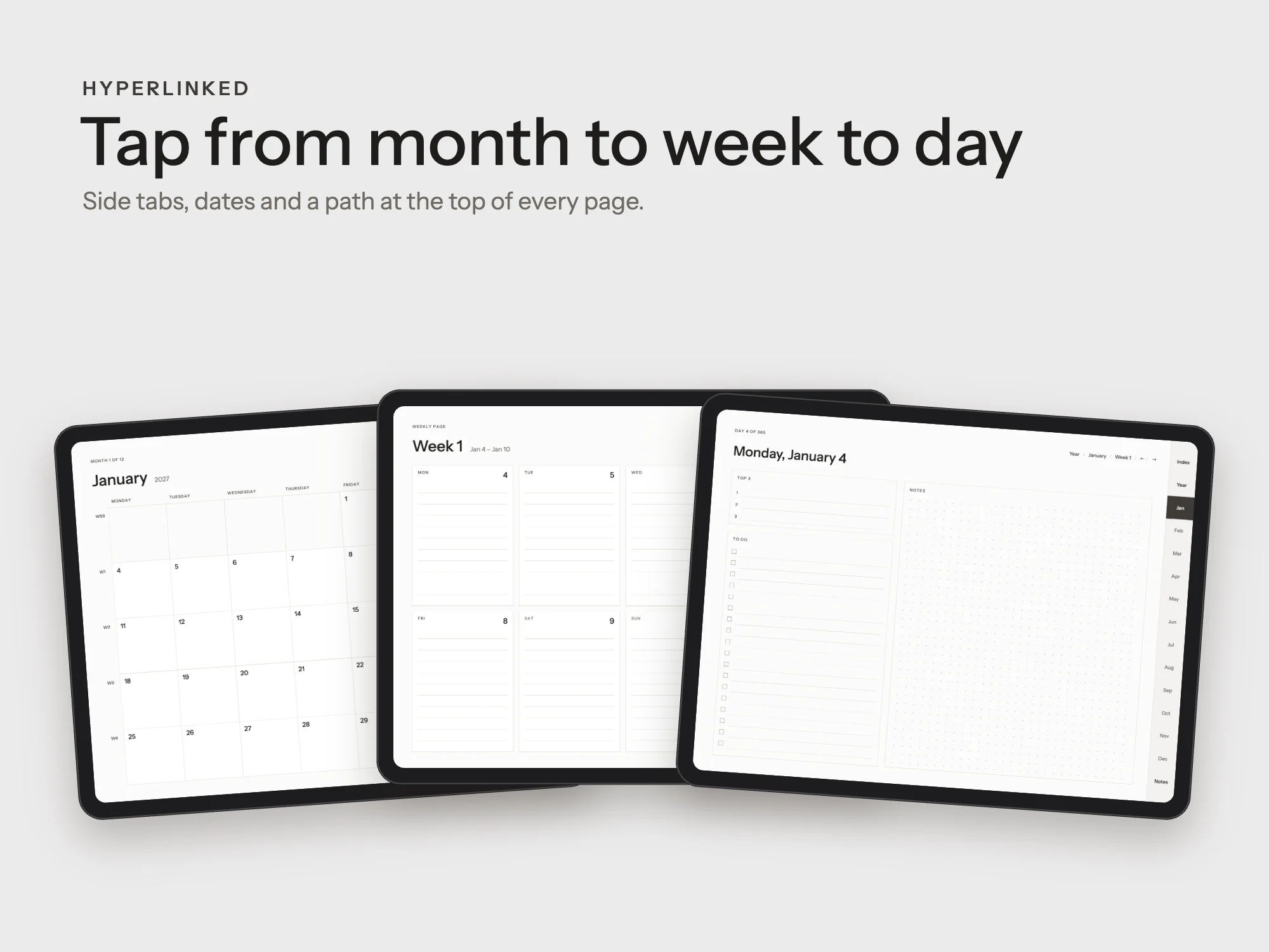 Free 2027 Minimal Digital Planner: Linked