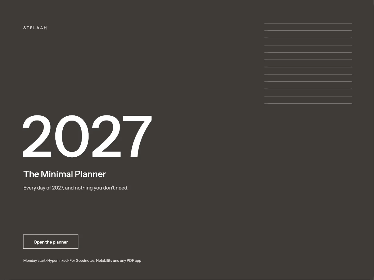 Cover of the Free 2027 Minimal Digital Planner