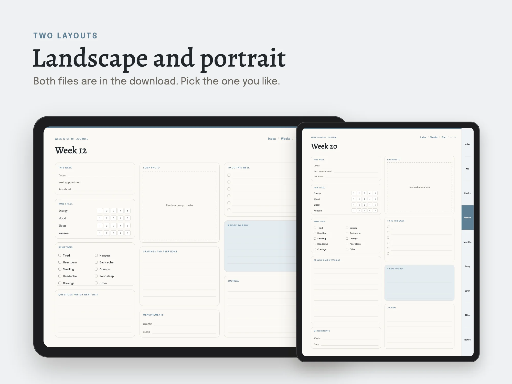 Pregnancy Planner: Two layouts