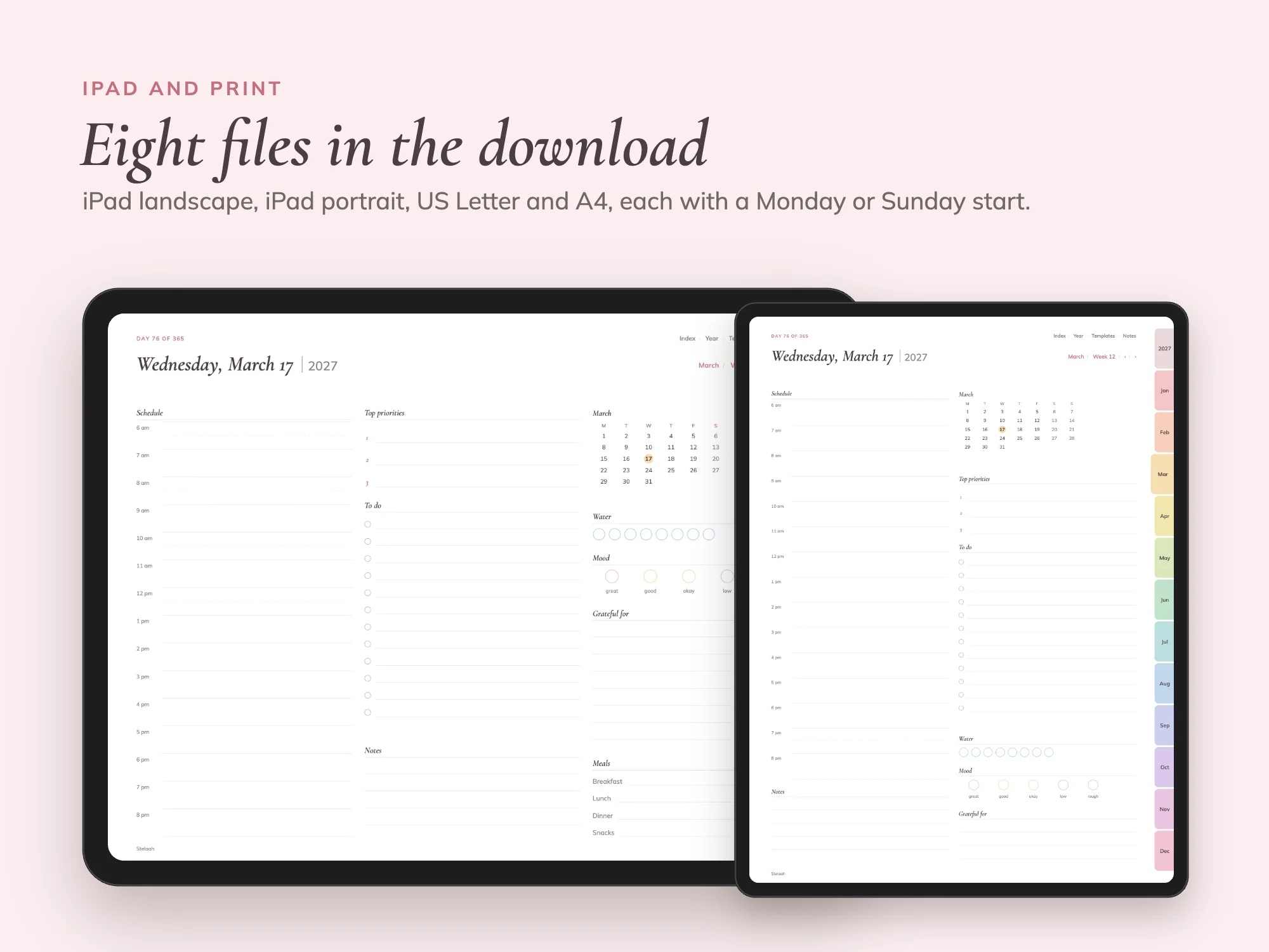 Free January to December 2027 Digital Planner: iPad and print