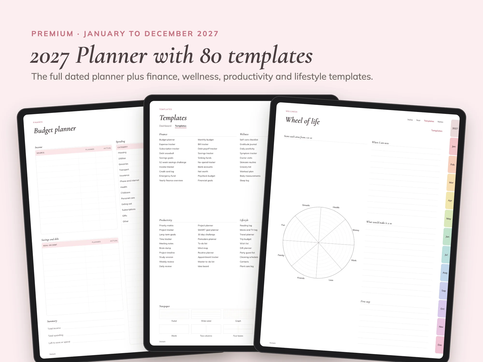 Cover of the 2027 Digital Planner Premium with 80 Templates