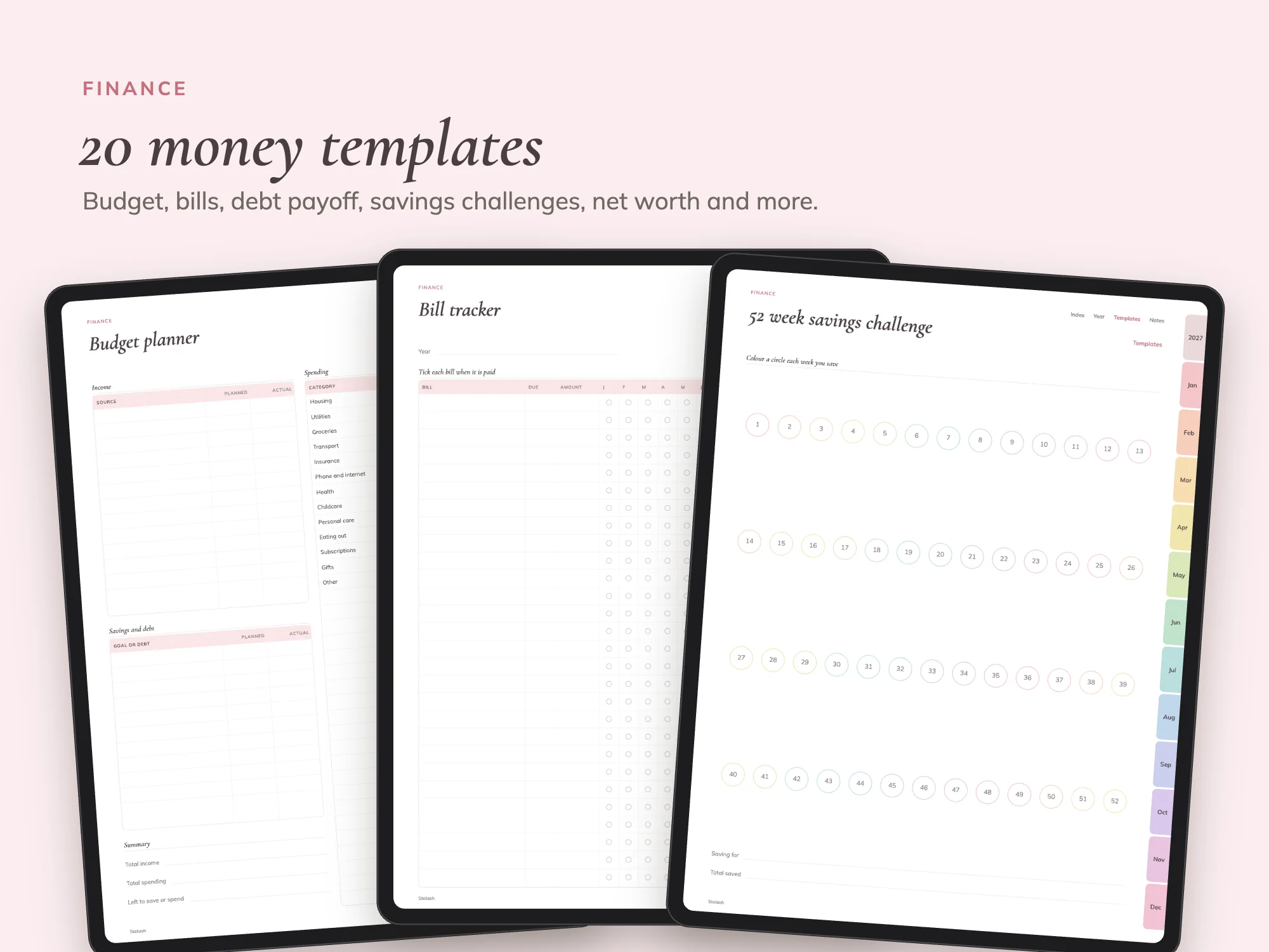 2027 Digital Planner Premium with 80 Templates: Finance