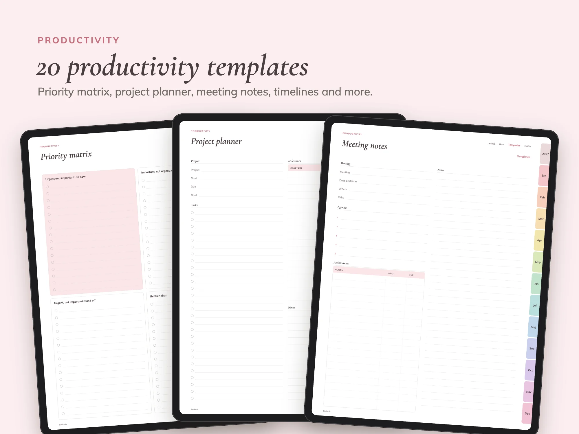 2027 Digital Planner Premium with 80 Templates: Productivity