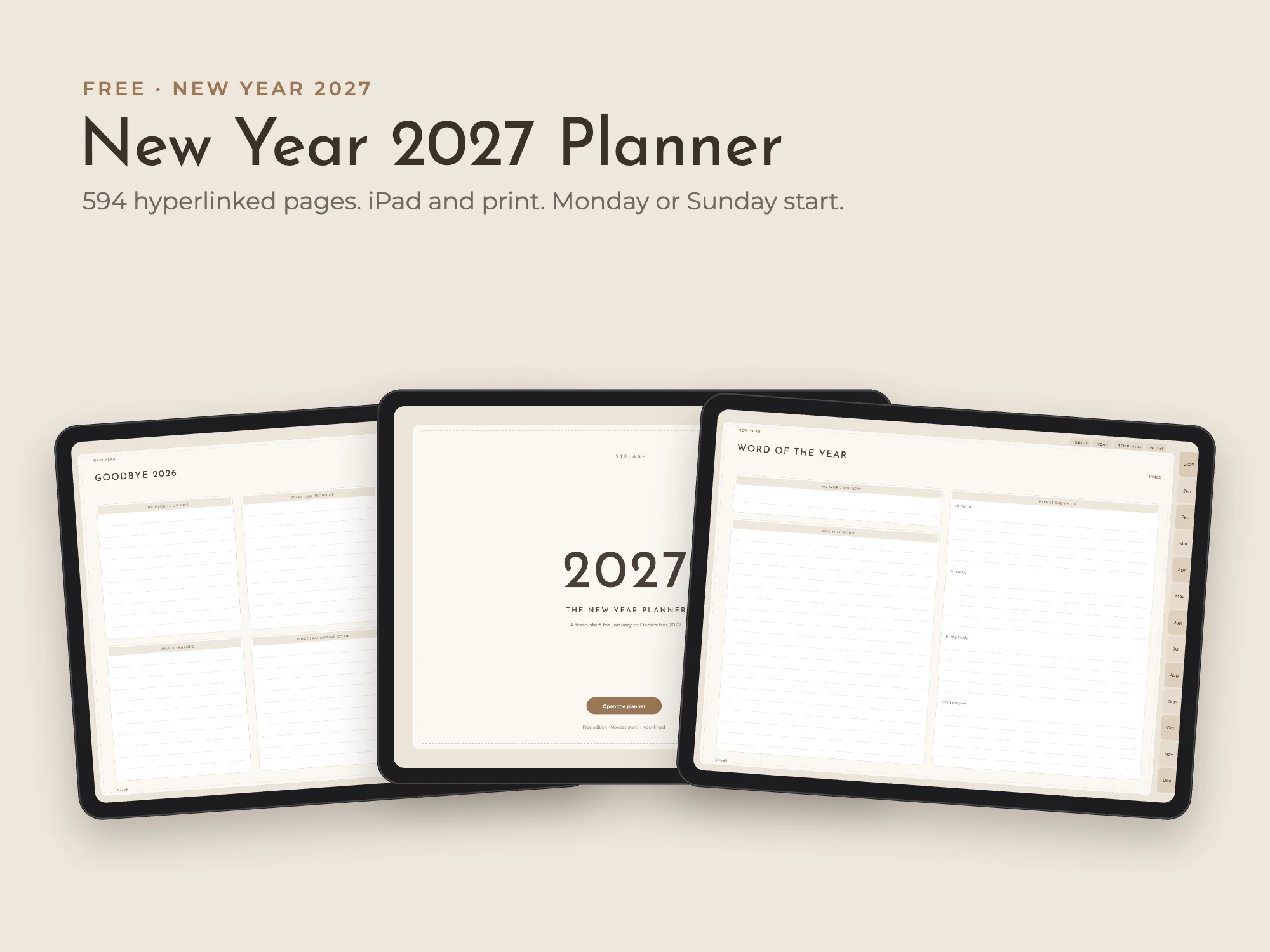Cover of the Free New Year 2027 Digital Planner