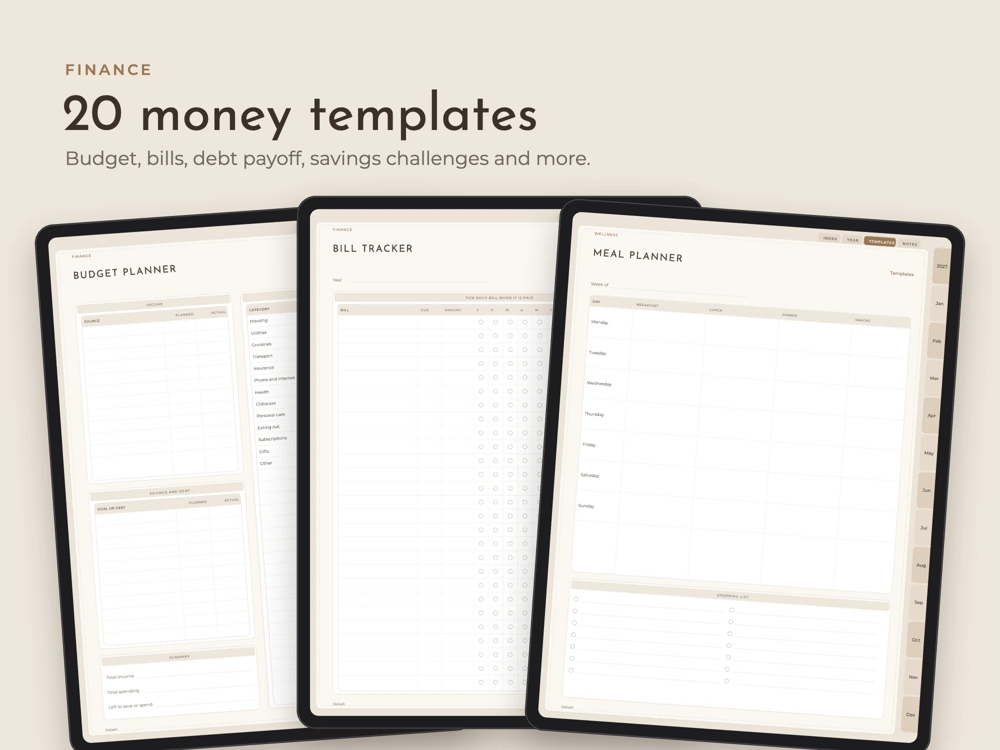 New Year 2027 Digital Planner Premium with 80 Templates: Finance