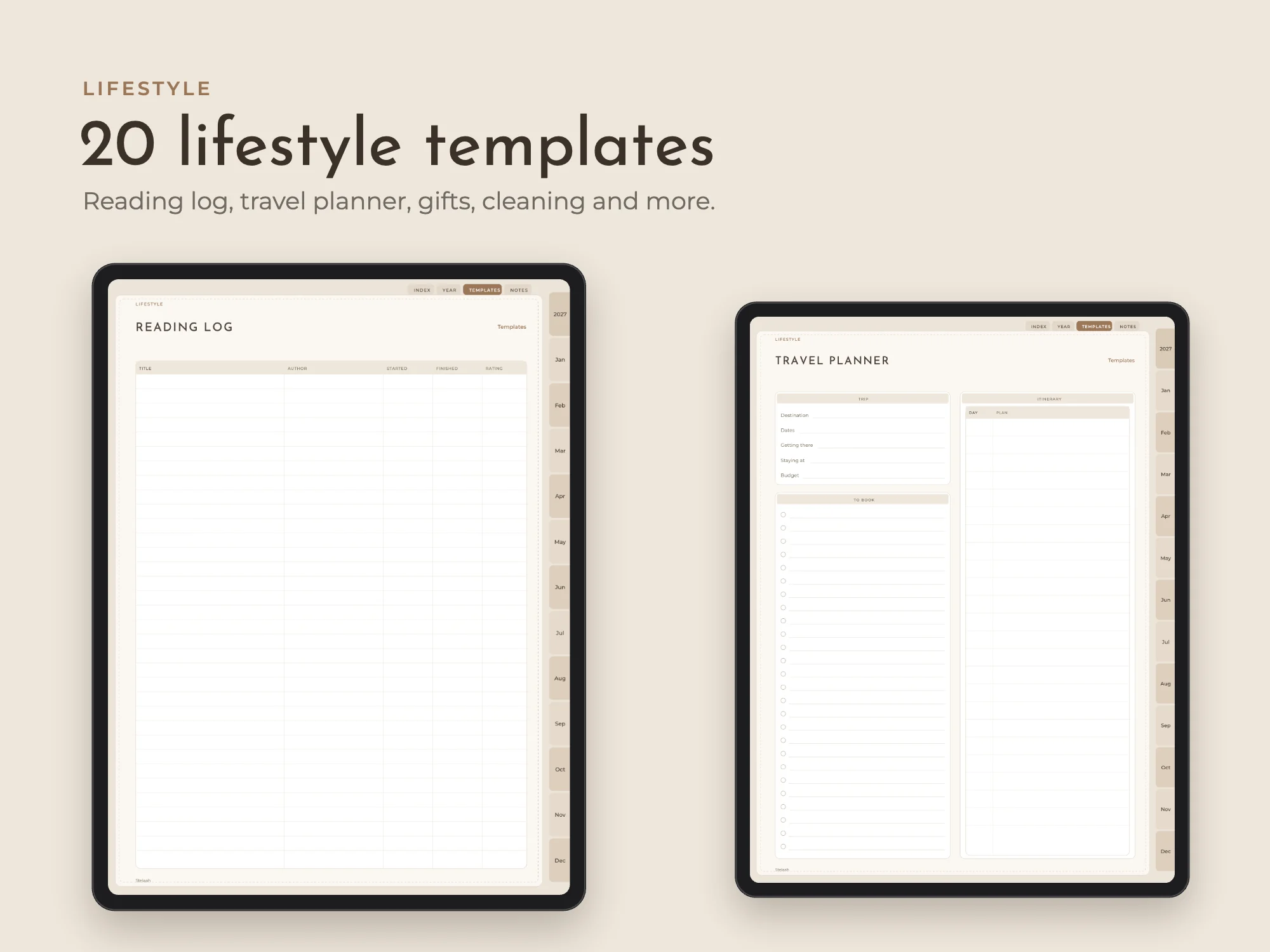 New Year 2027 Digital Planner Premium with 80 Templates: Lifestyle