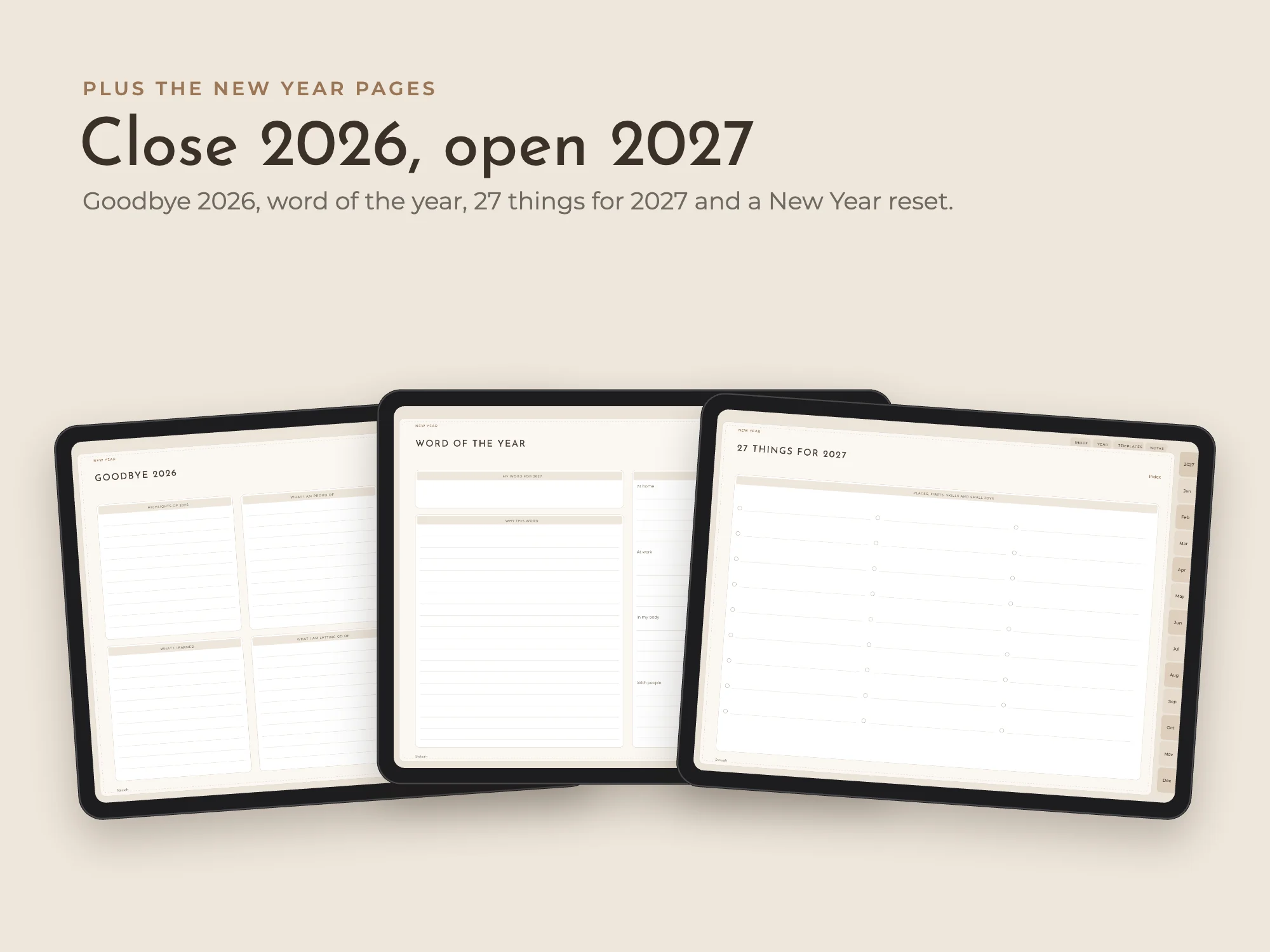 New Year 2027 Digital Planner Premium with 80 Templates: New Year pages