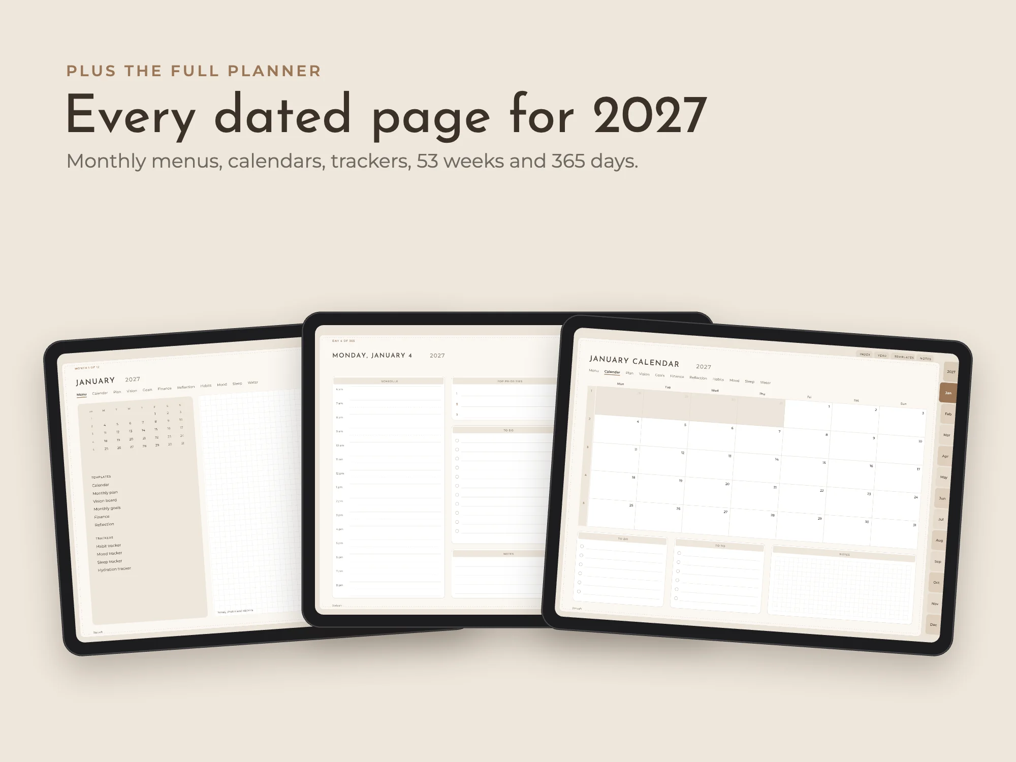 New Year 2027 Digital Planner Premium with 80 Templates: The planner