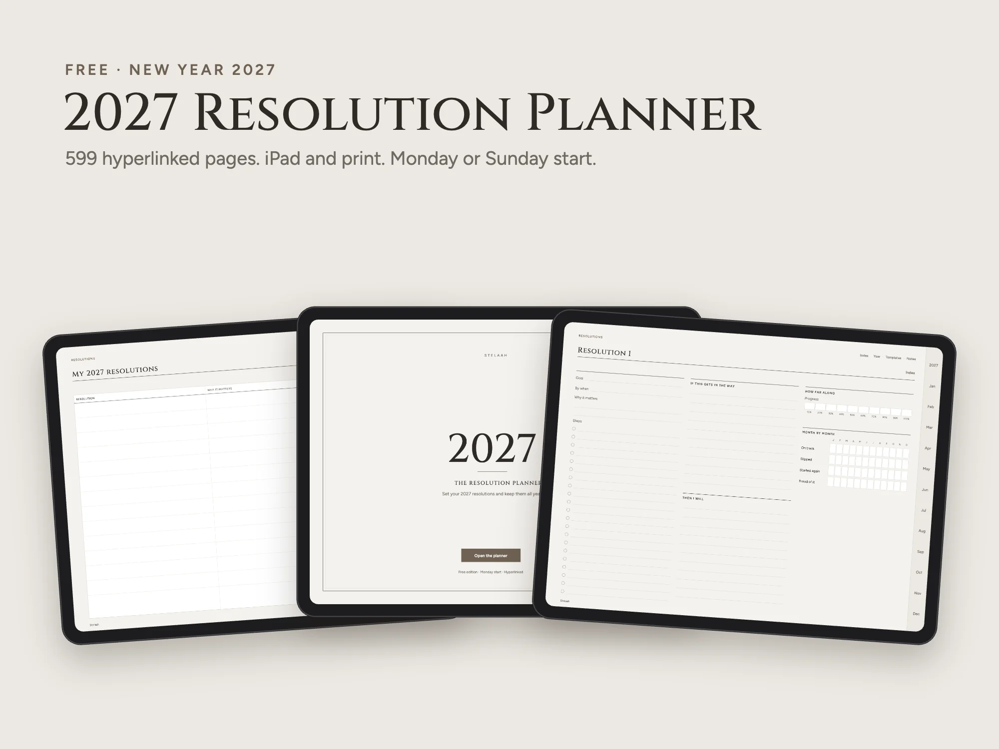 Cover of the Free 2027 New Year Resolution Planner
