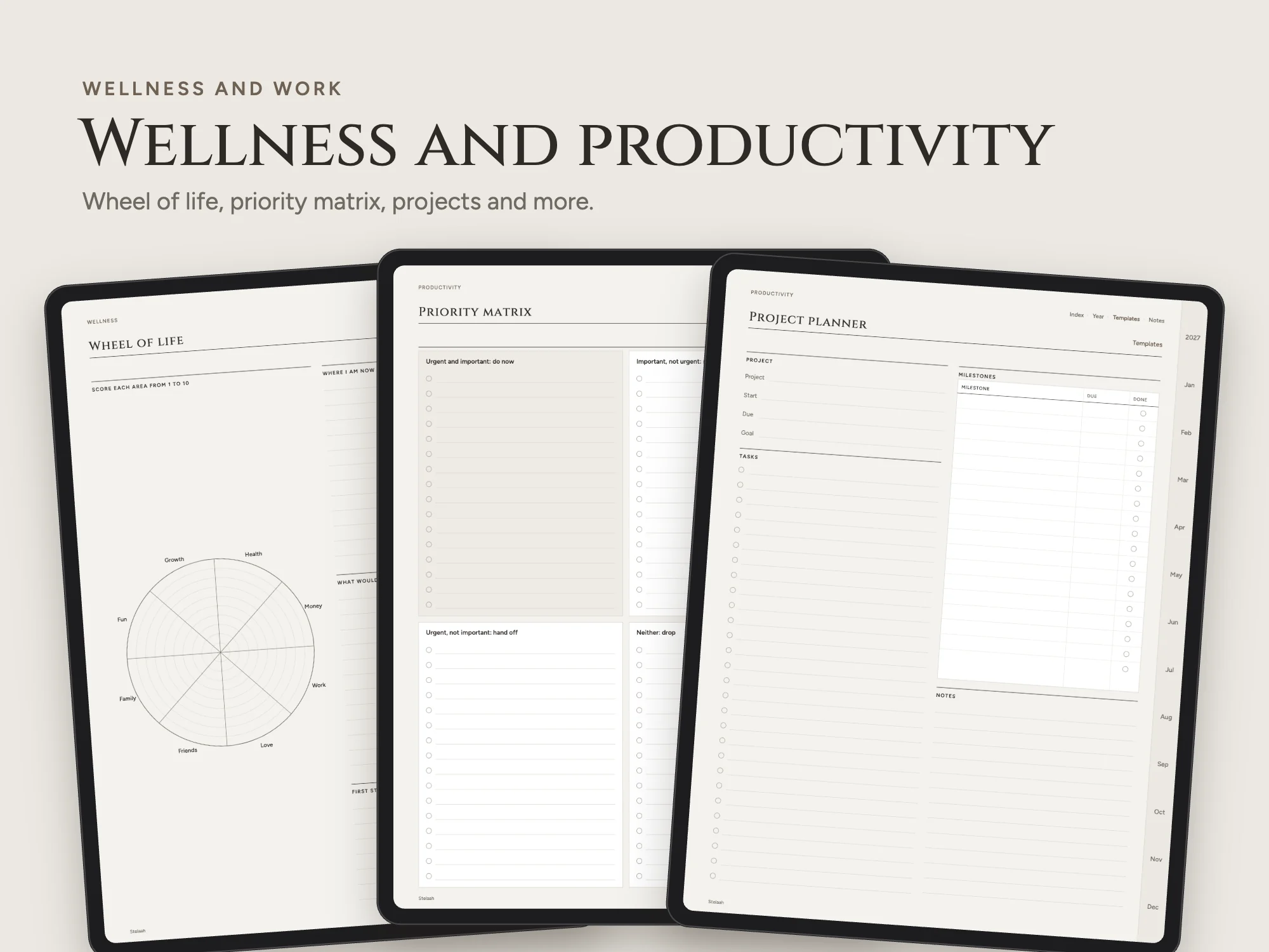 2027 New Year Resolution Planner Premium with 80 Templates: Wellness and work