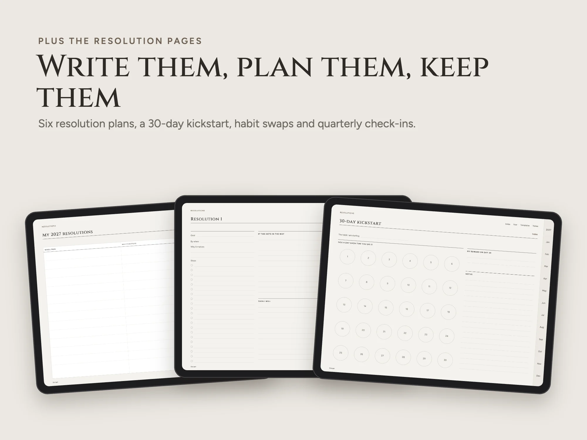 2027 New Year Resolution Planner Premium with 80 Templates: Resolution pages