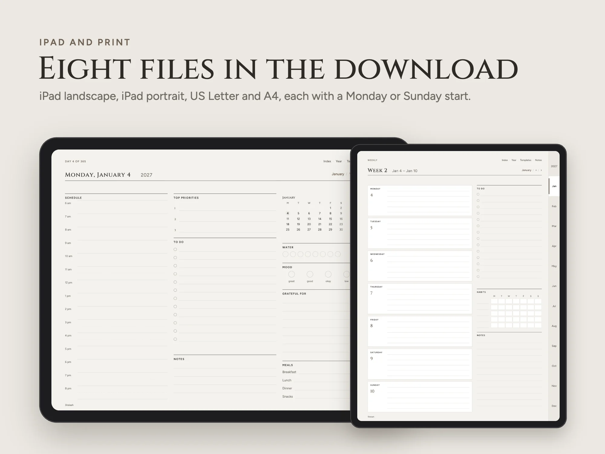 2027 New Year Resolution Planner Premium with 80 Templates: iPad and print